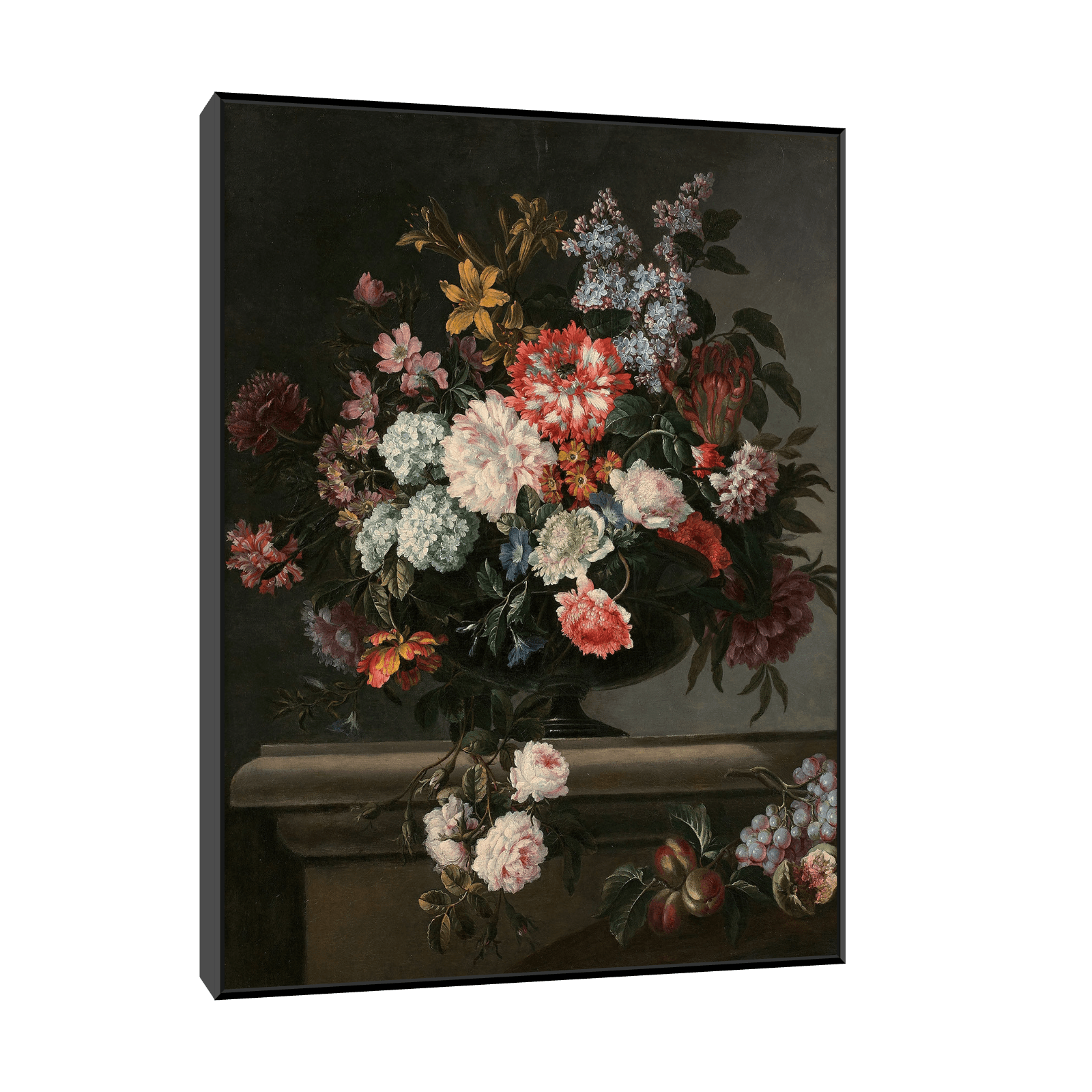 Vase de fleurs et fruits sur un entablement, Jean-Baptiste Monnoyer - ArtDeco Canvas