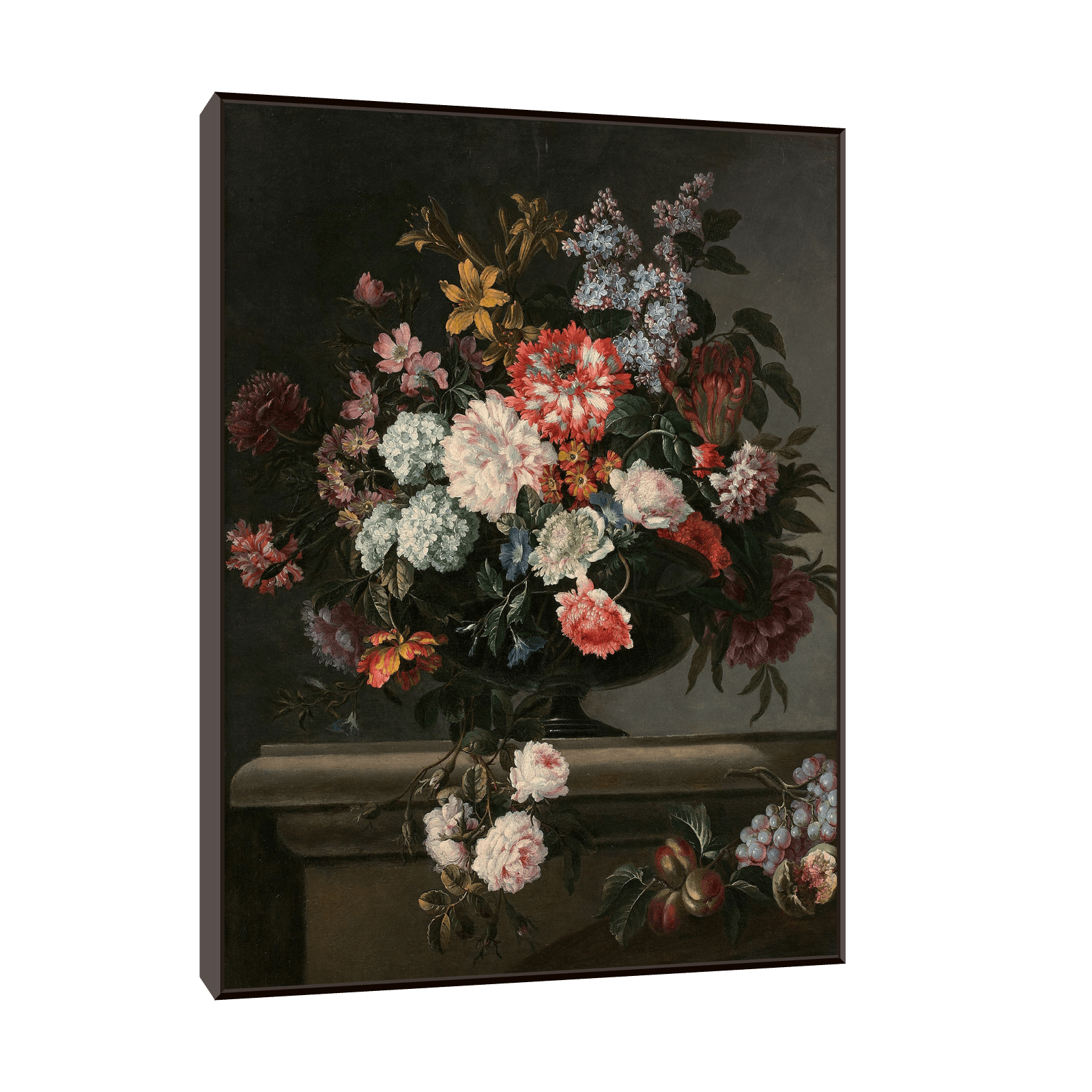 Vase de fleurs et fruits sur un entablement, Jean-Baptiste Monnoyer - ArtDeco Canvas