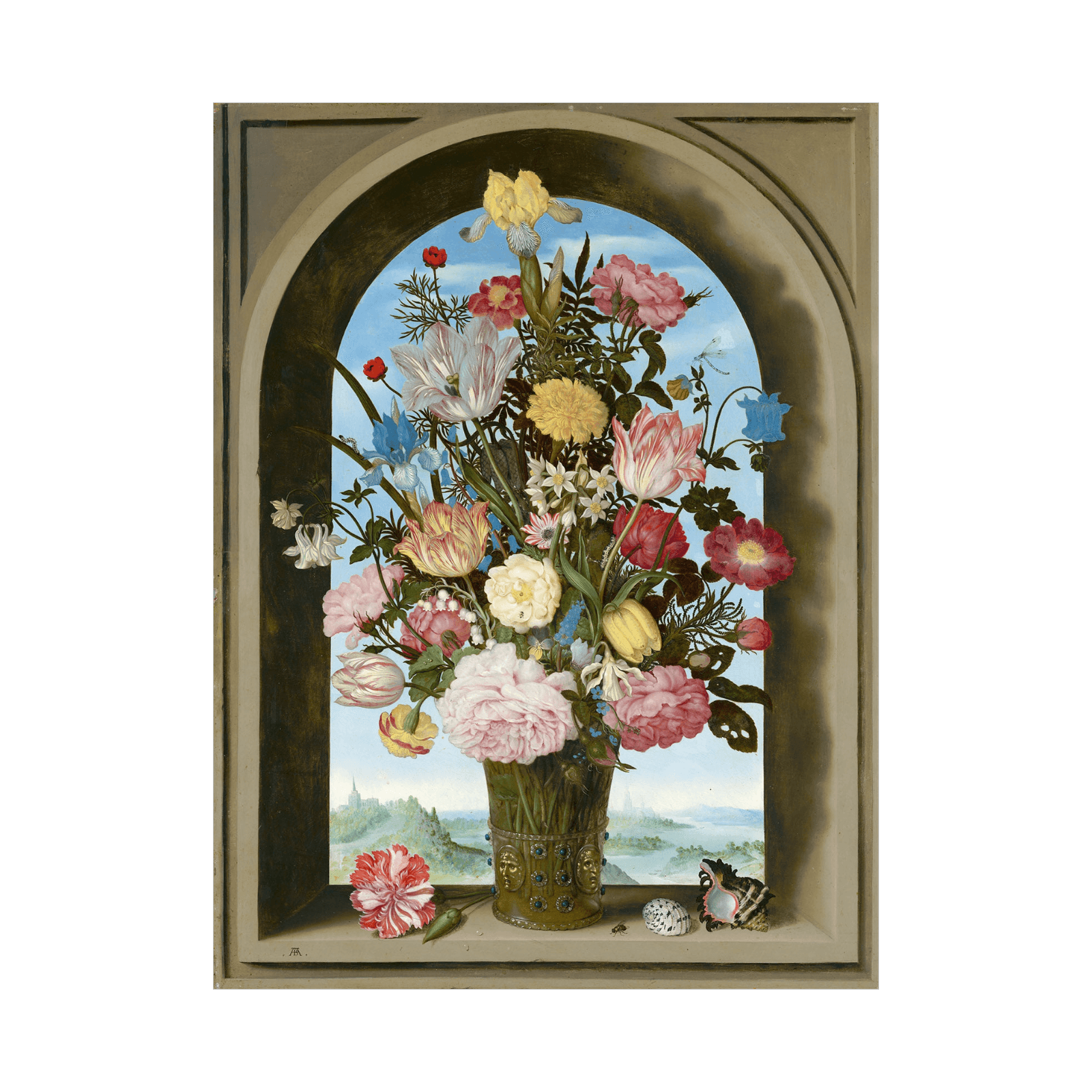 Vase of Flowers in a Window, Ambrosius Bosschaert the Elder - ArtDeco Canvas