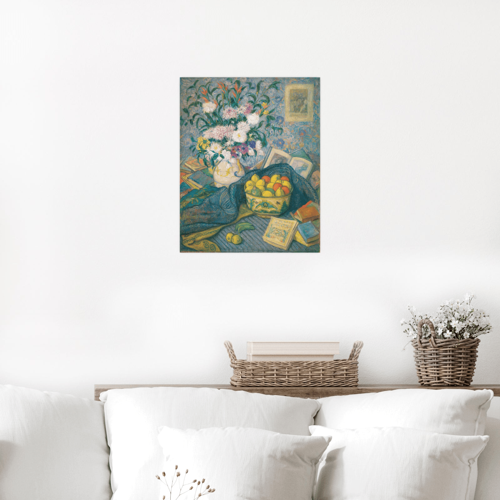 Vase with Bananas, Lemons and Books, Juan de Echevarría - ArtDeco Canvas