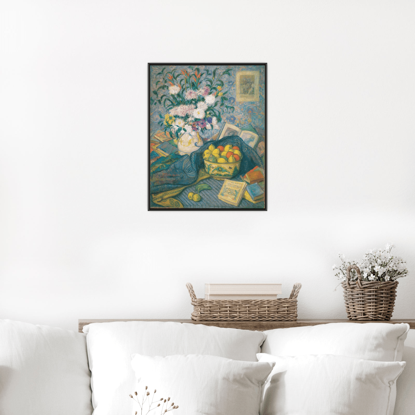 Vase with Bananas, Lemons and Books, Juan de Echevarría - ArtDeco Canvas