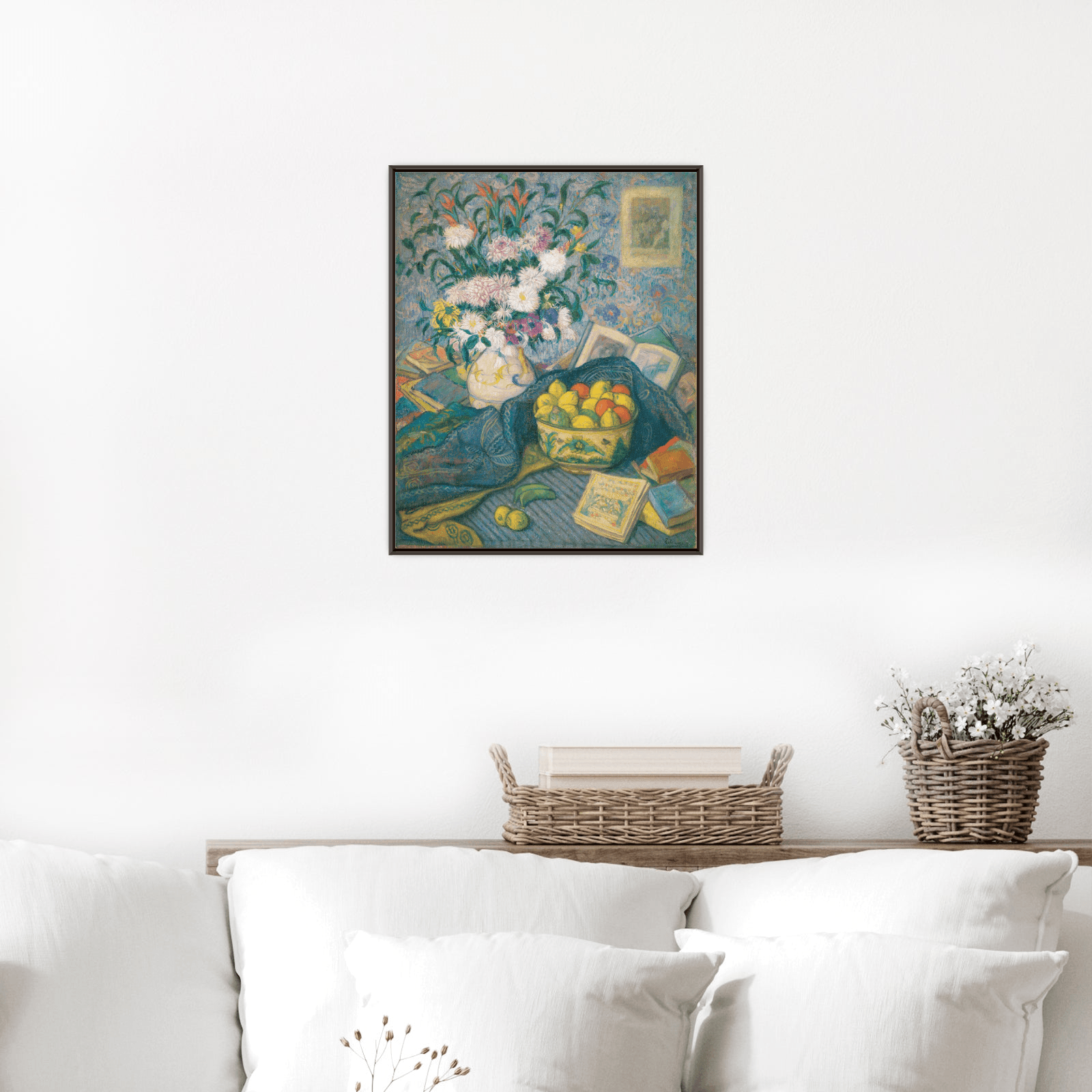 Vase with Bananas, Lemons and Books, Juan de Echevarría - ArtDeco Canvas