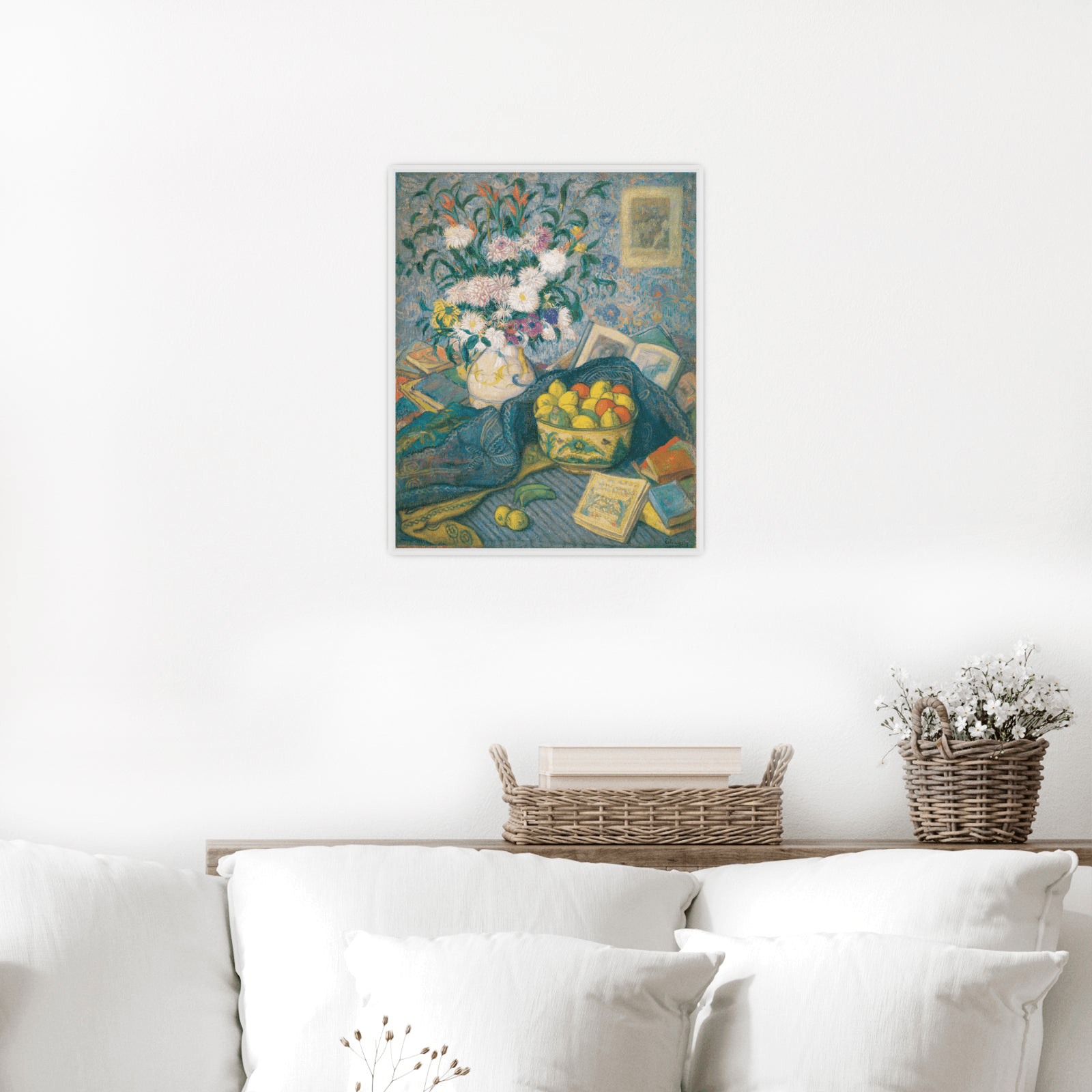 Vase with Bananas, Lemons and Books, Juan de Echevarría - ArtDeco Canvas