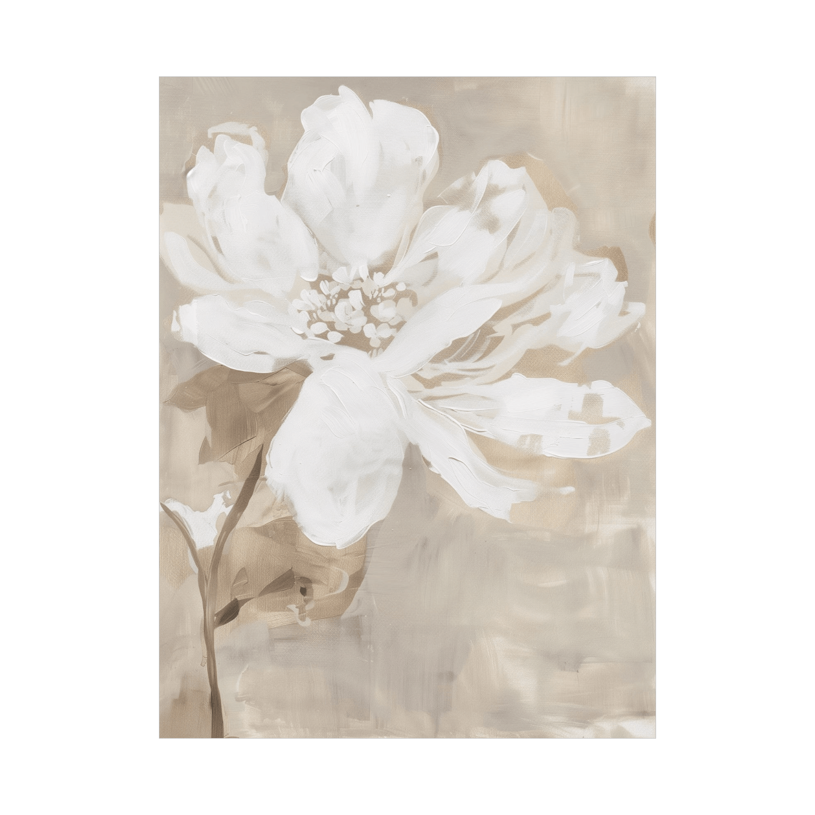 White flower on beige - ArtDeco Canvas