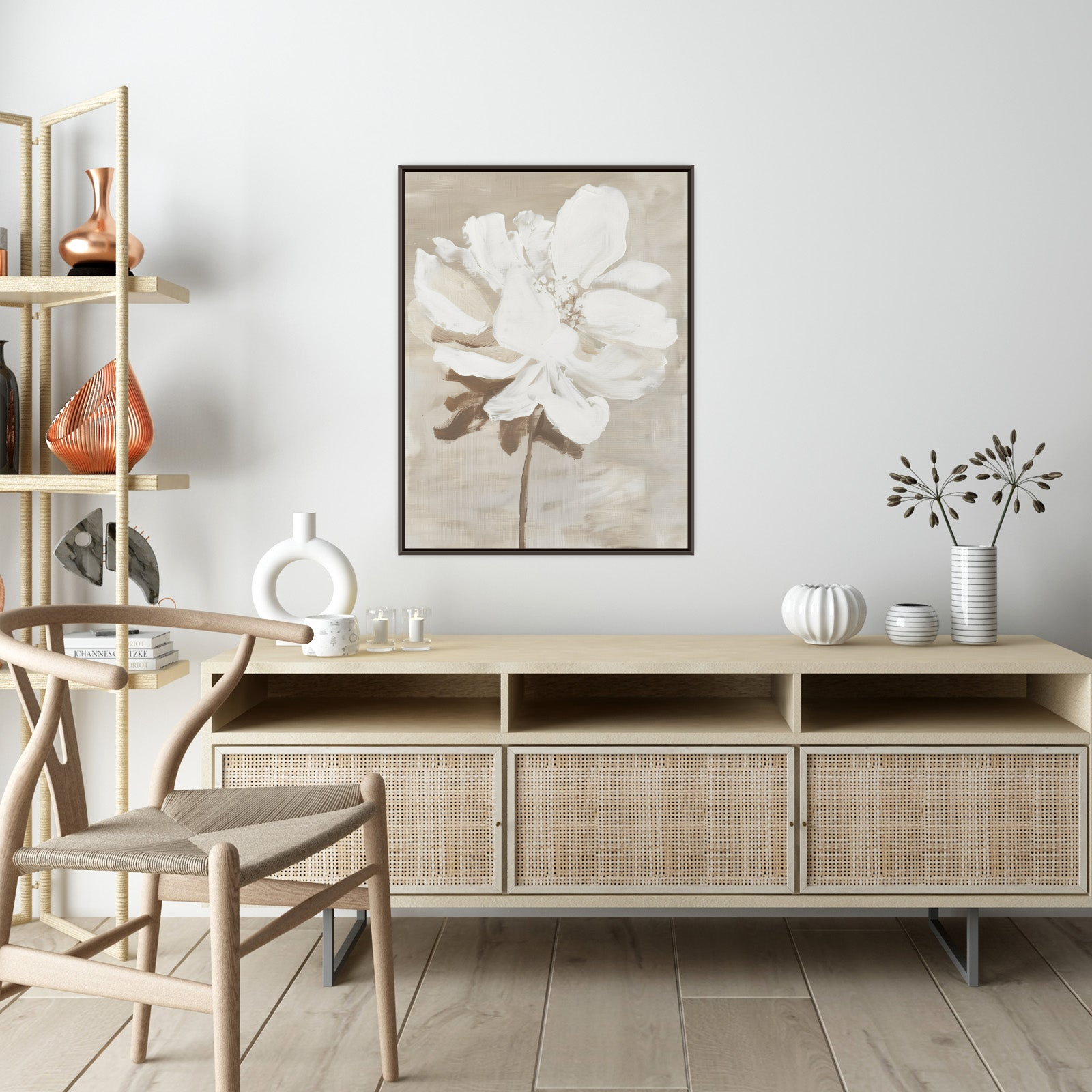 White flower on beige II