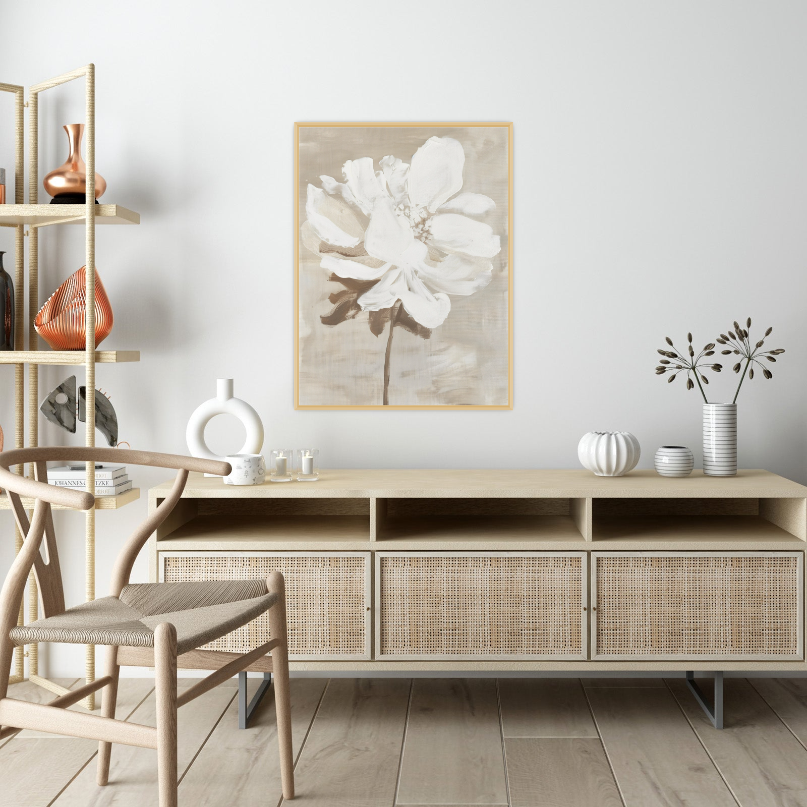 White flower on beige II