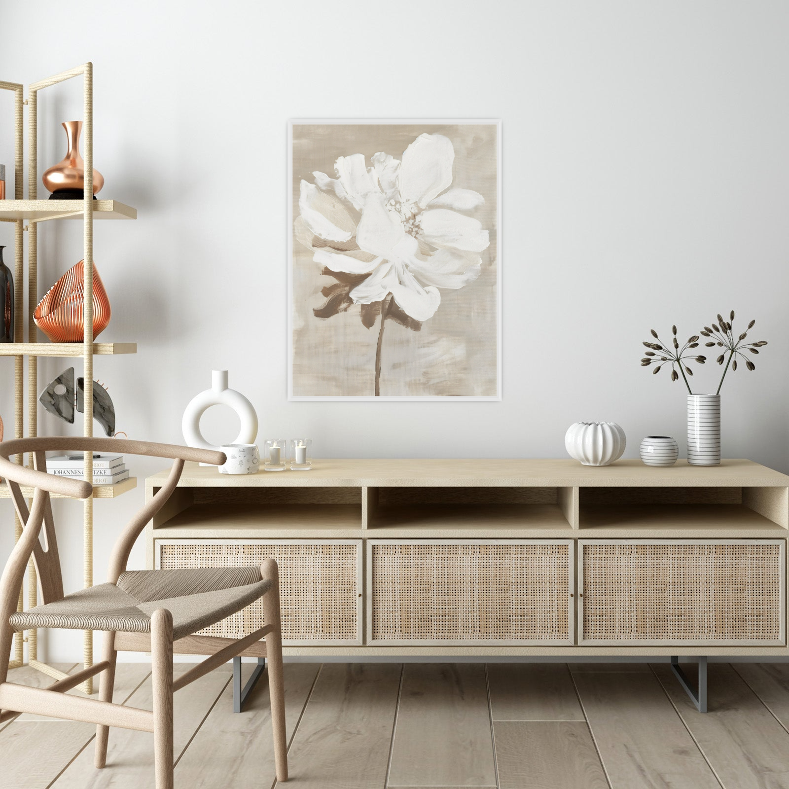 White flower on beige II