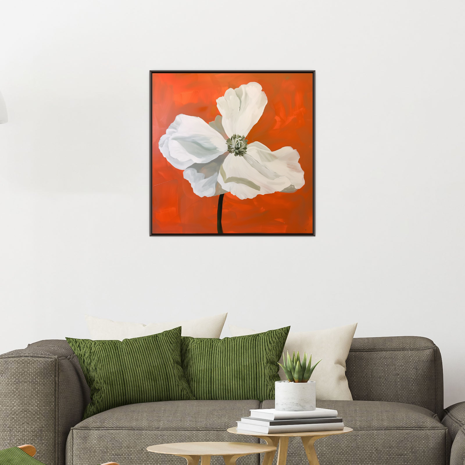 White flower on orange