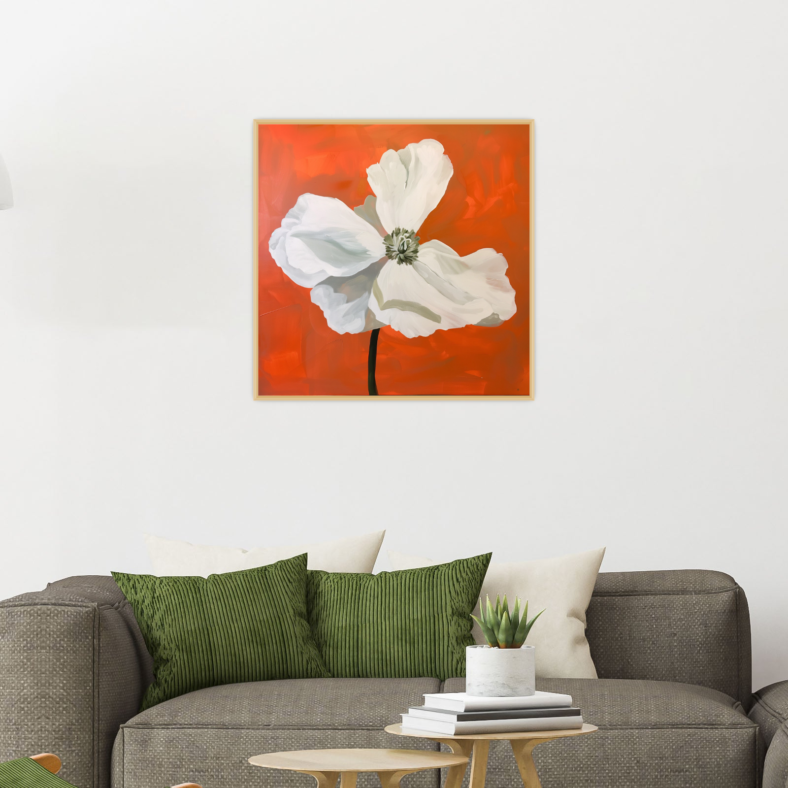 White flower on orange