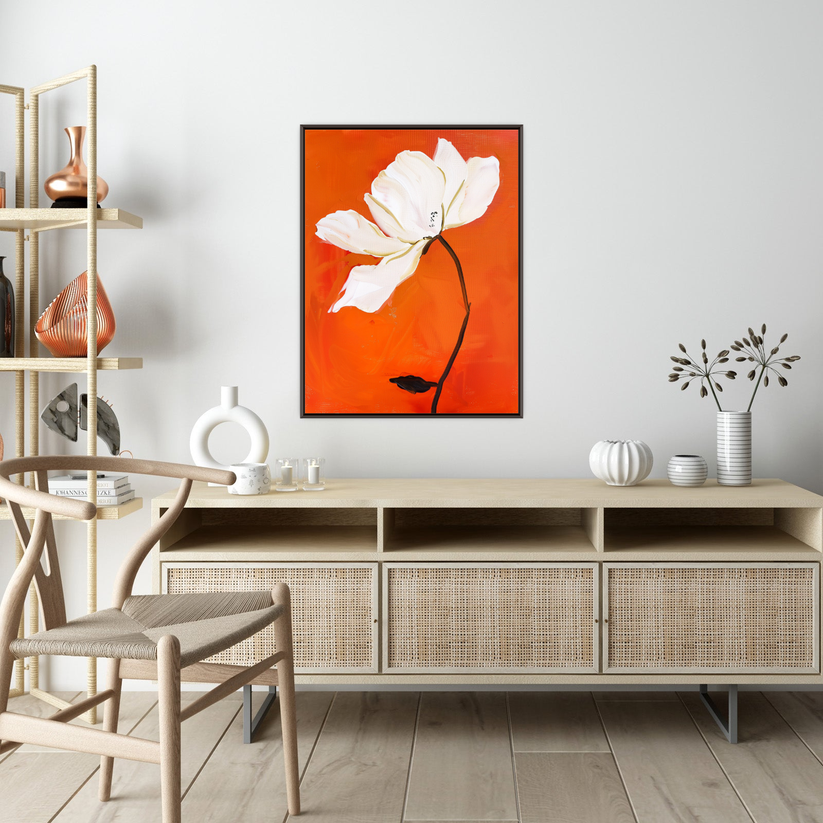White flower on orange II