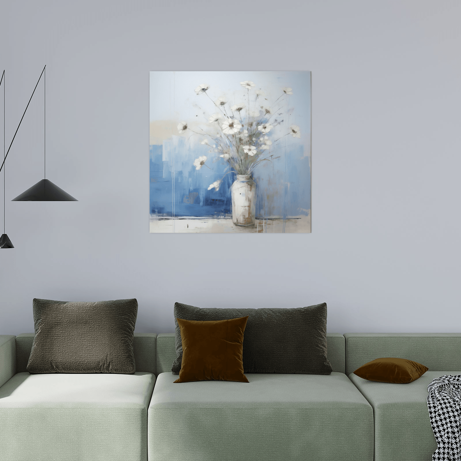 White flowers in a vase - ArtDeco Canvas