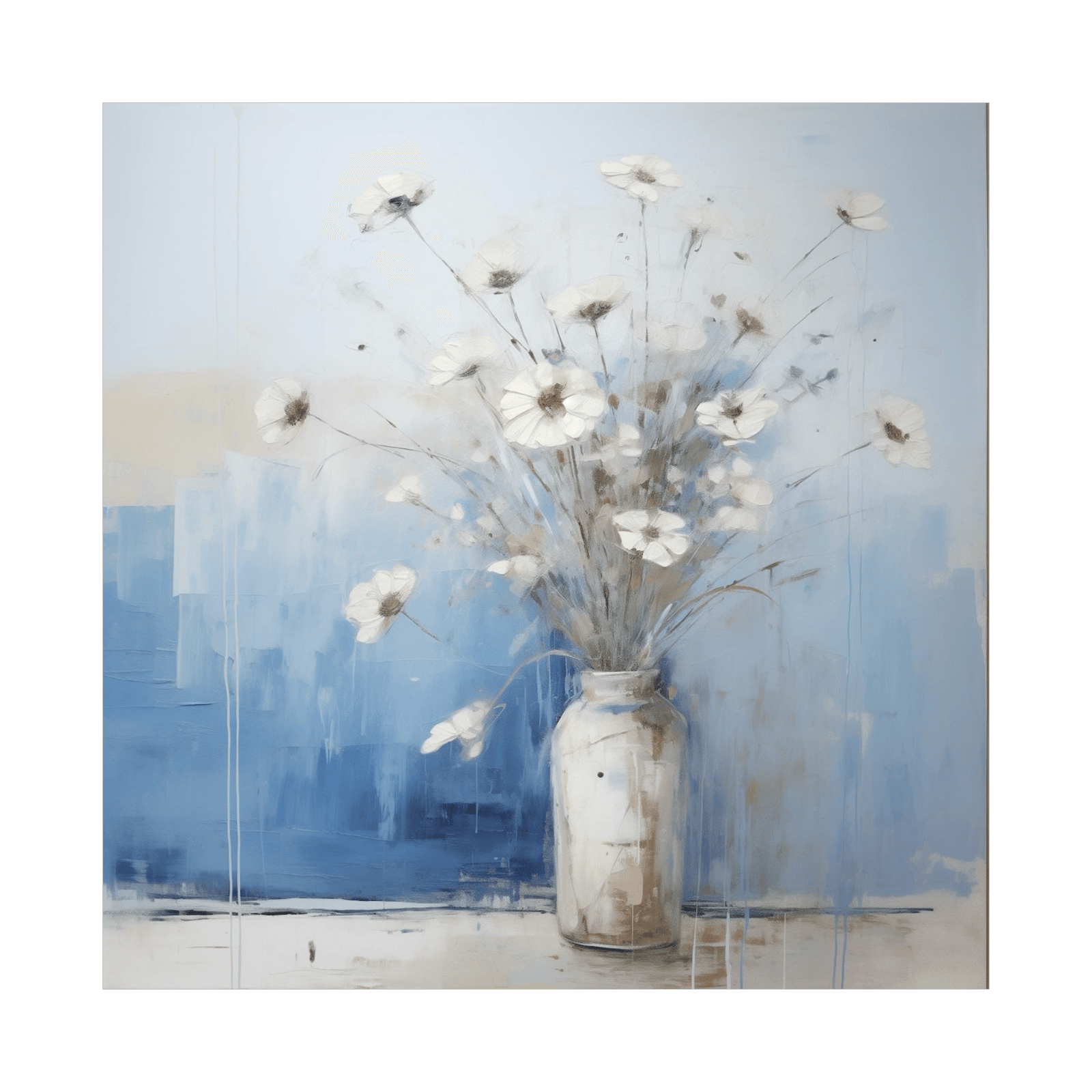 White flowers in a vase - ArtDeco Canvas