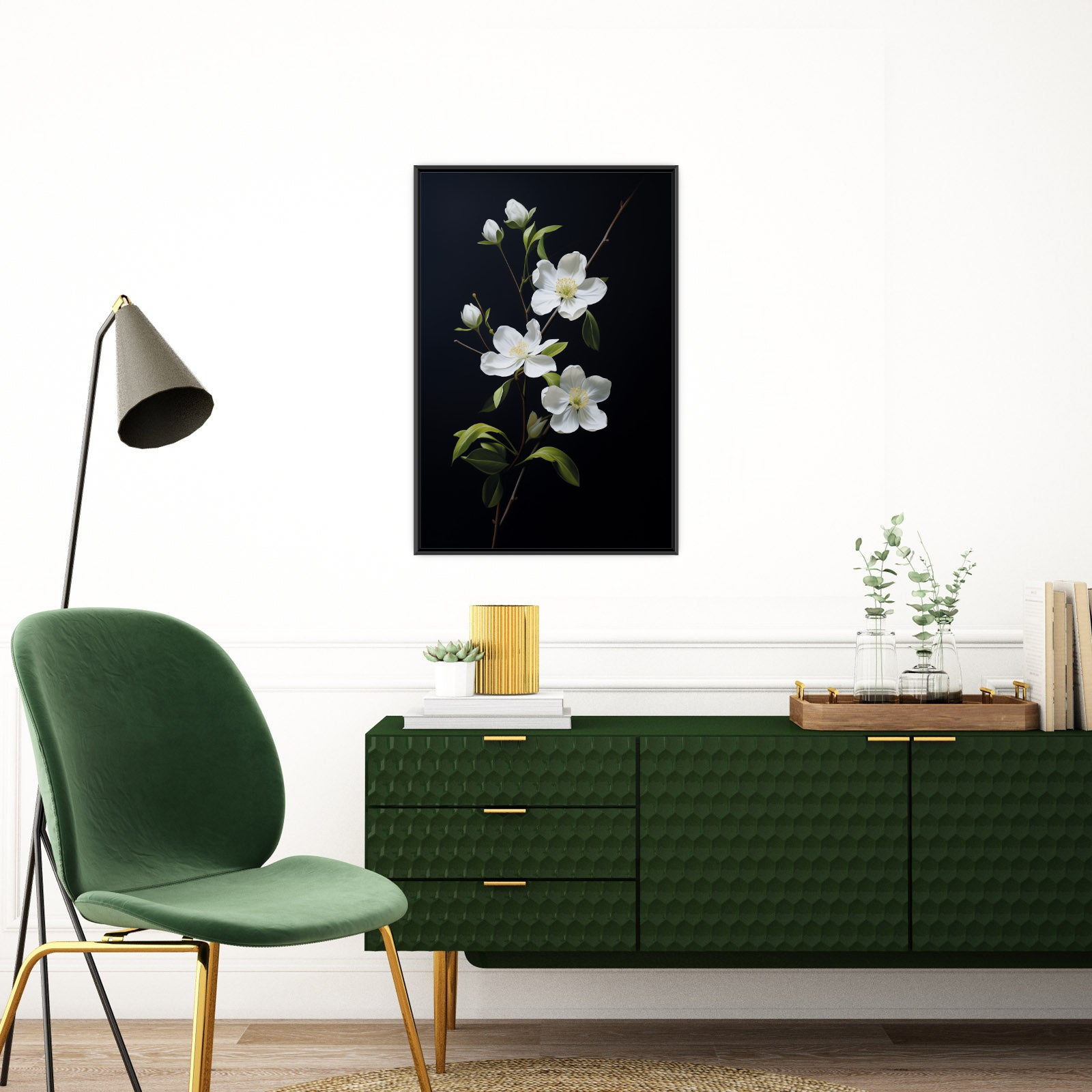 White flowers on black II