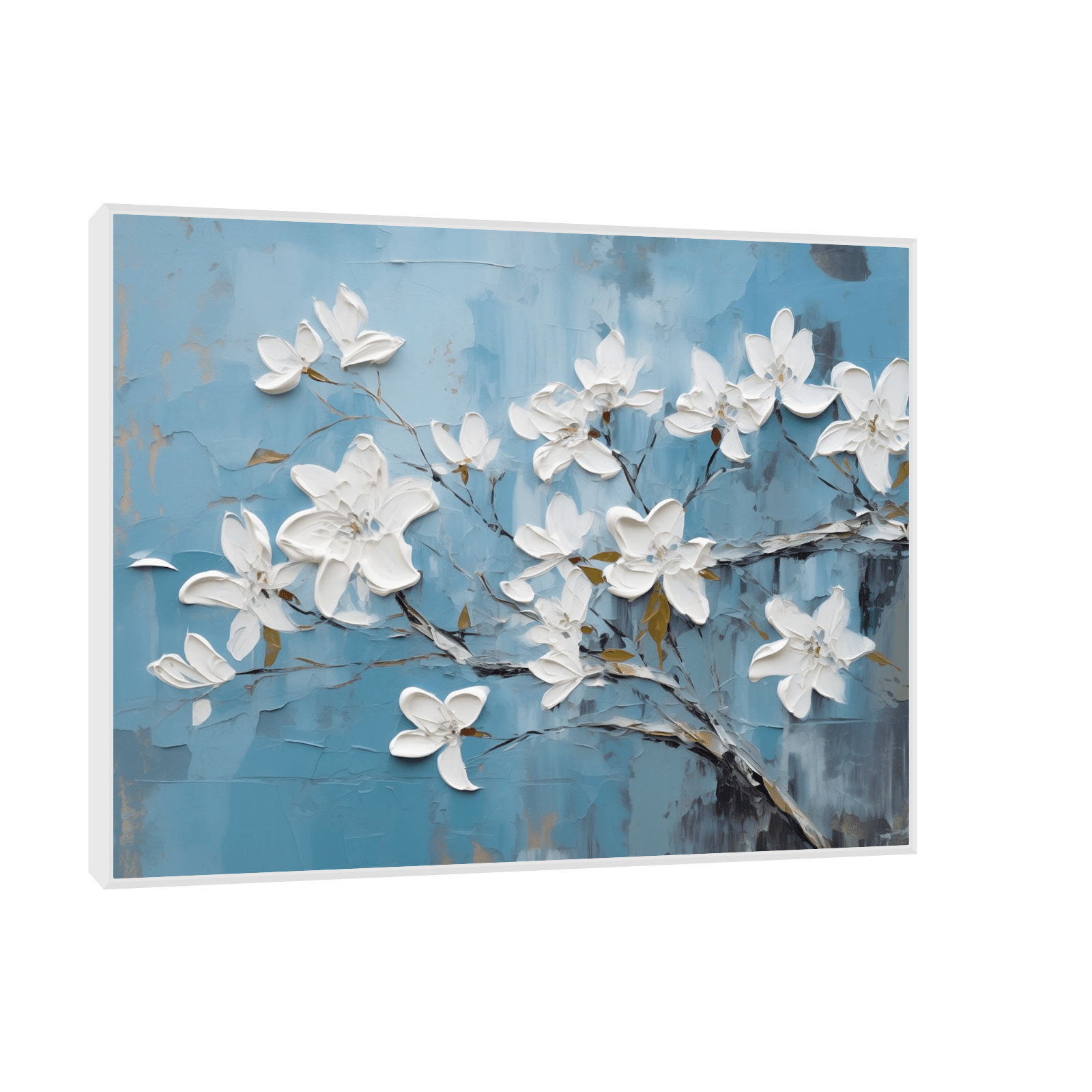 White flowers on the tree branch - ArtDeco Canvas