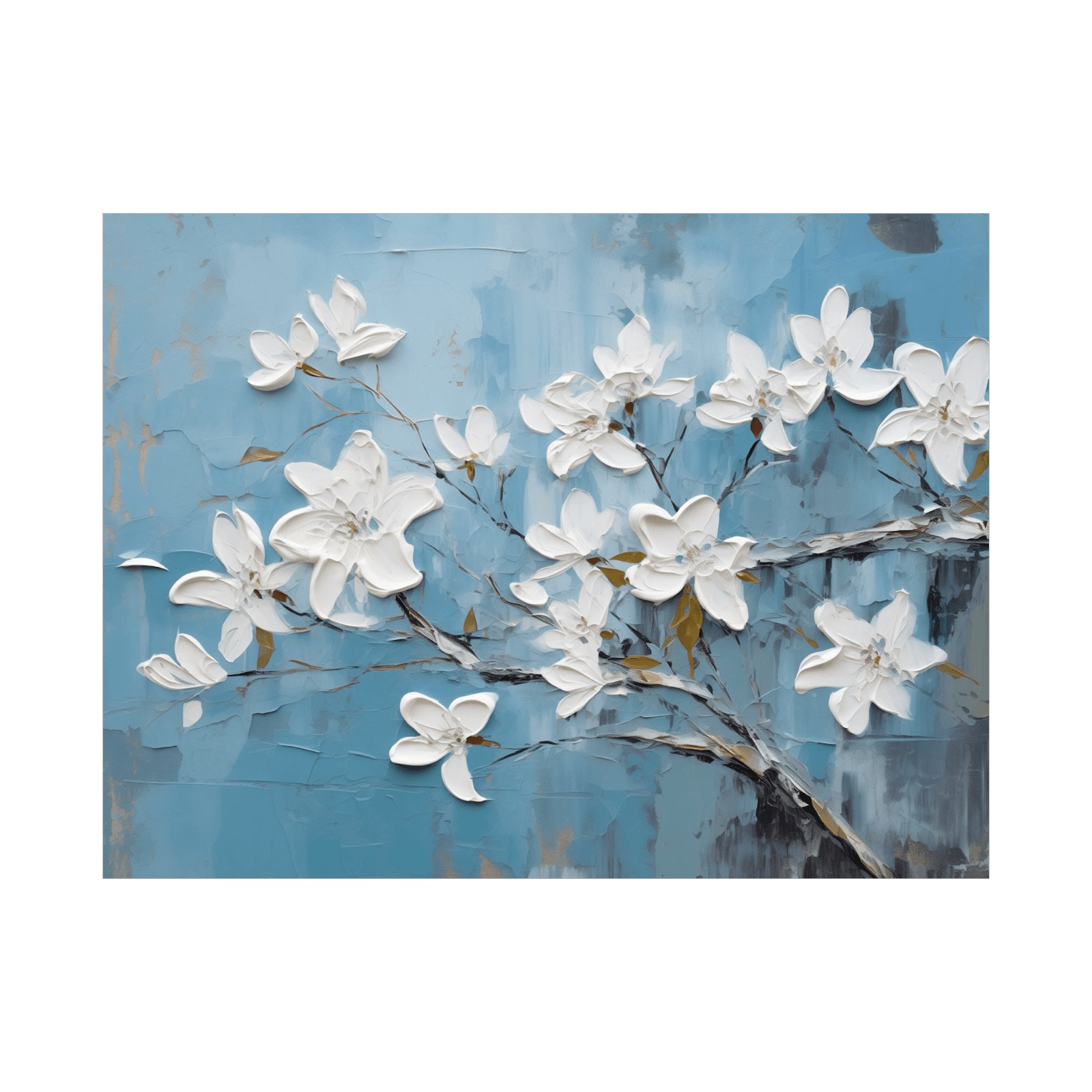 White flowers on the tree branch - ArtDeco Canvas