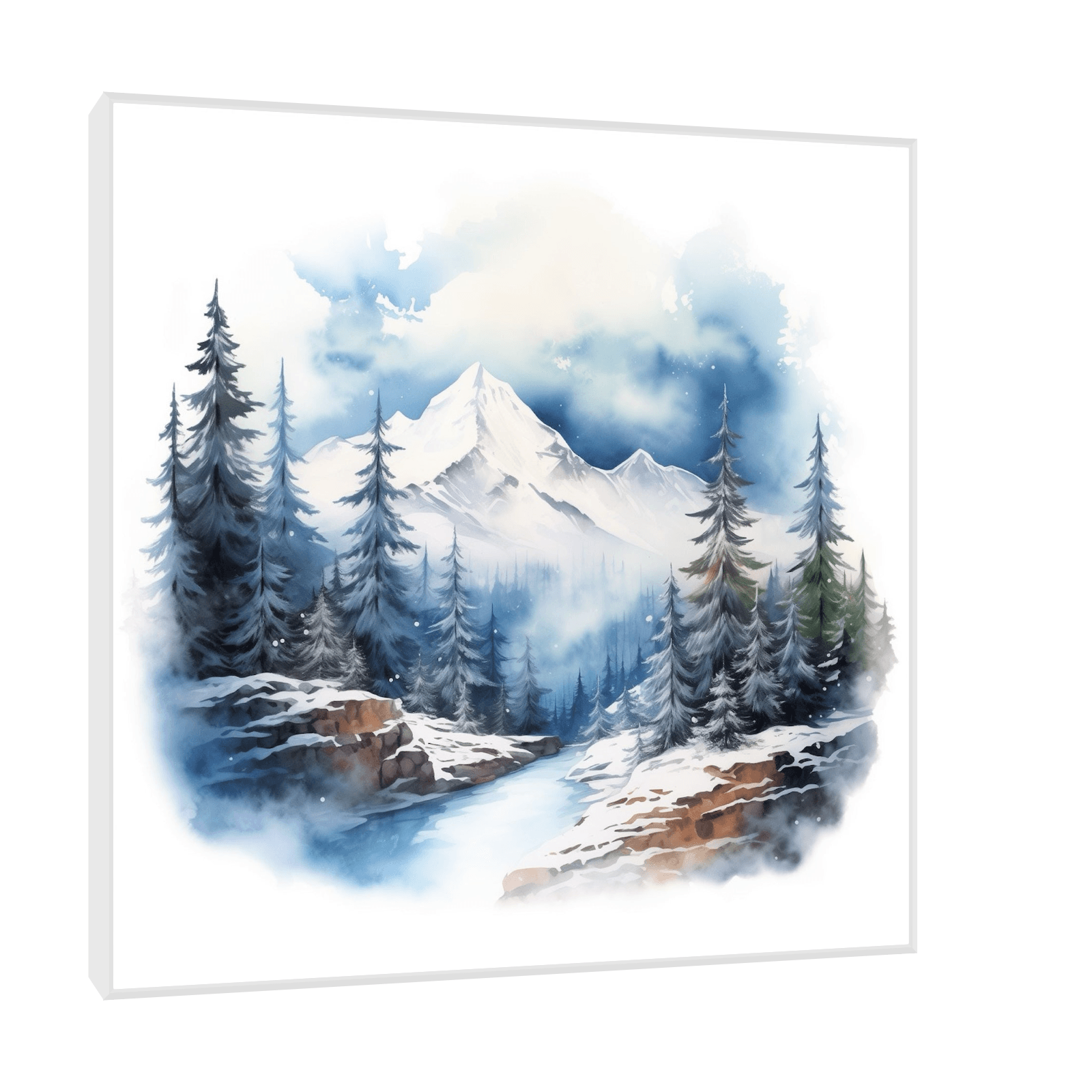 Winter mountain night - ArtDeco Canvas