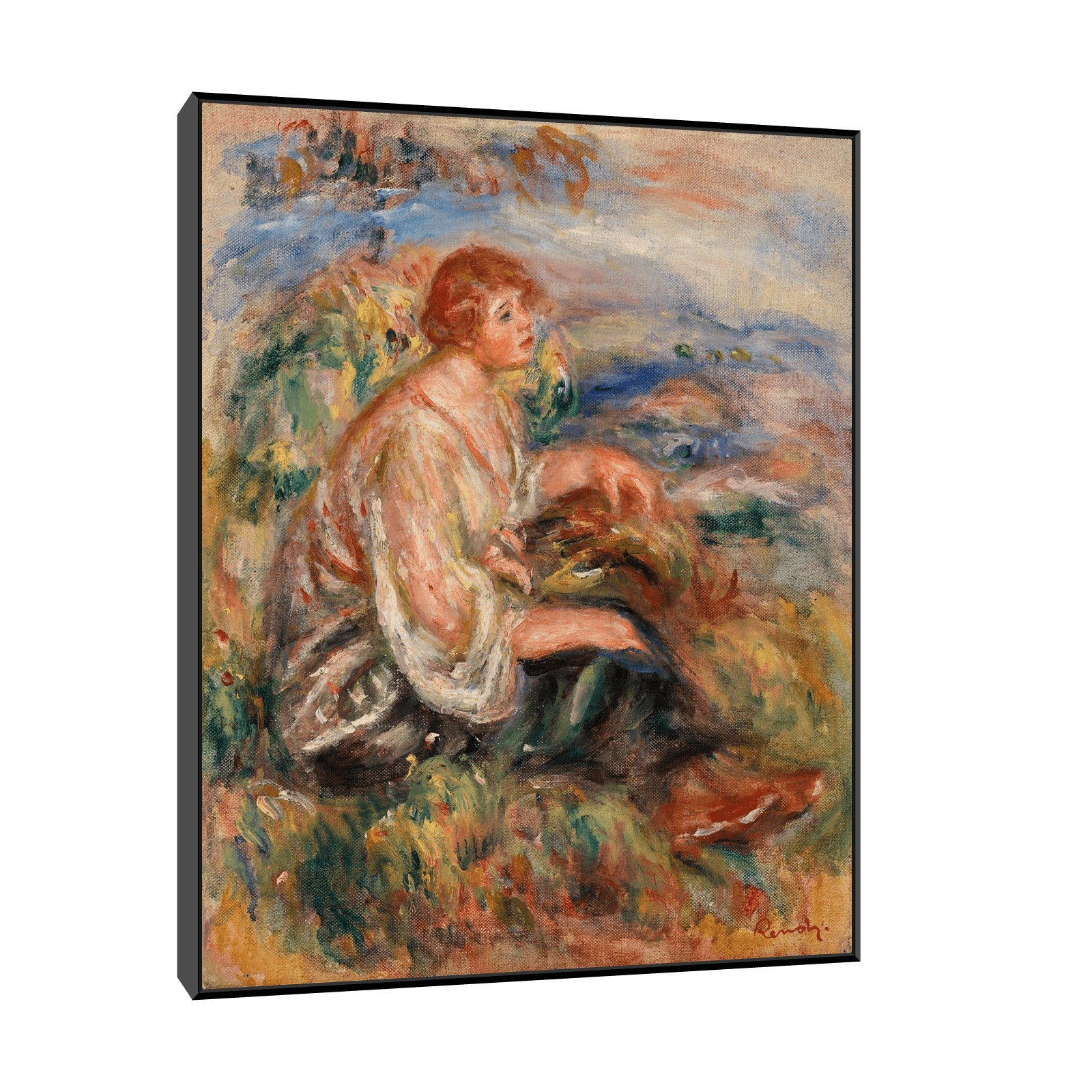 Woman in Tulle Blouse and Black Skirt, Pierre-Auguste Renoir - ArtDeco Canvas