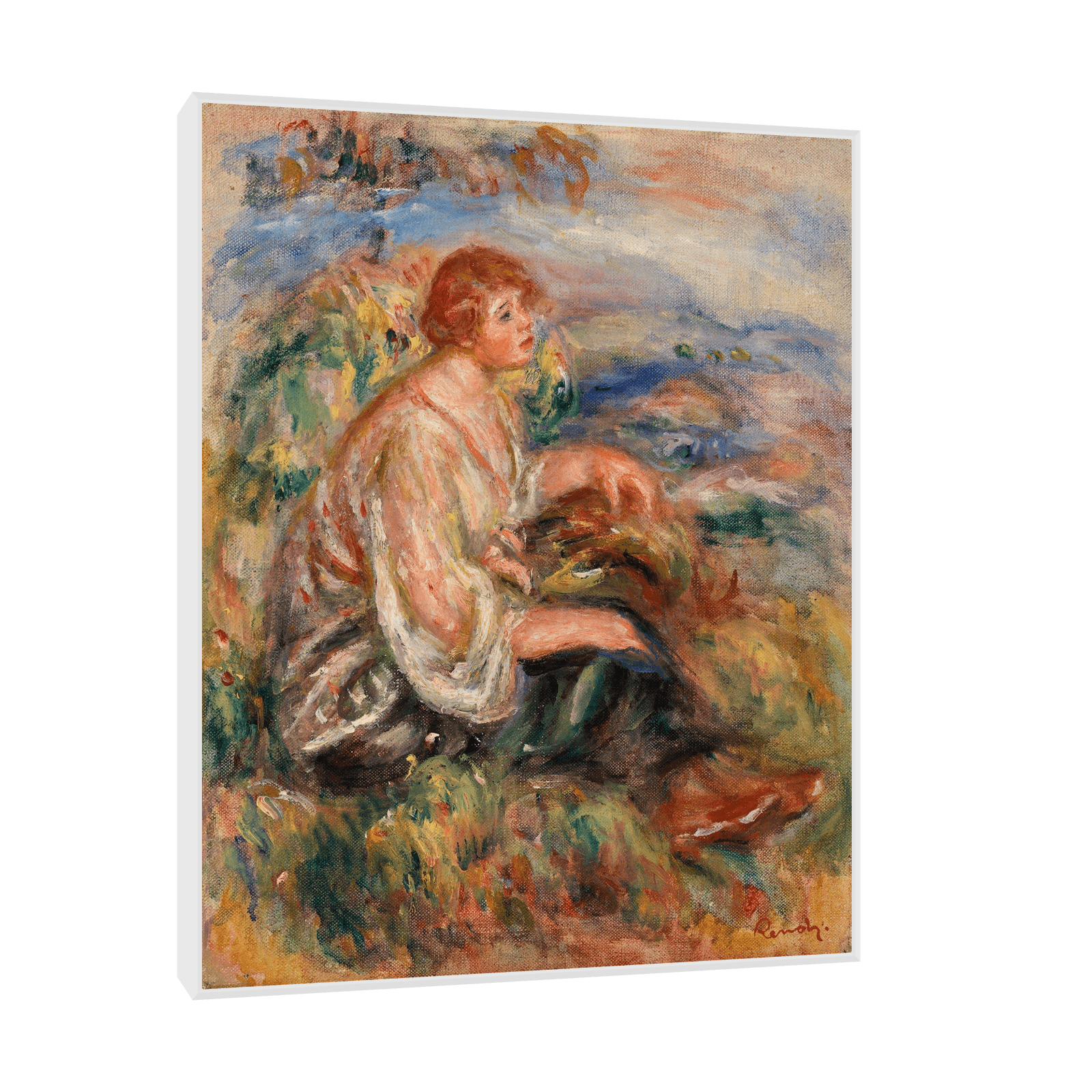 Woman in Tulle Blouse and Black Skirt, Pierre-Auguste Renoir - ArtDeco Canvas