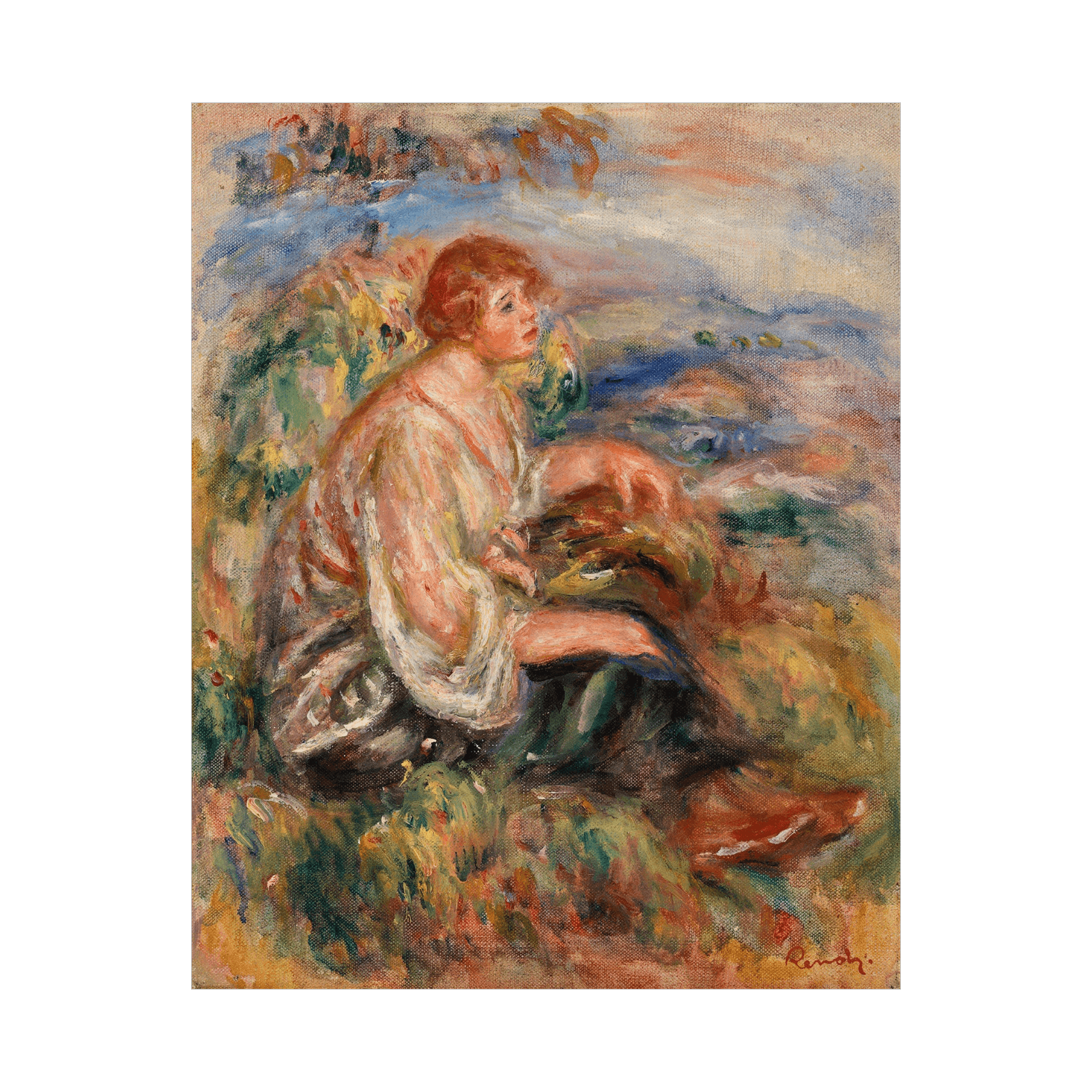 Woman in Tulle Blouse and Black Skirt, Pierre-Auguste Renoir - ArtDeco Canvas