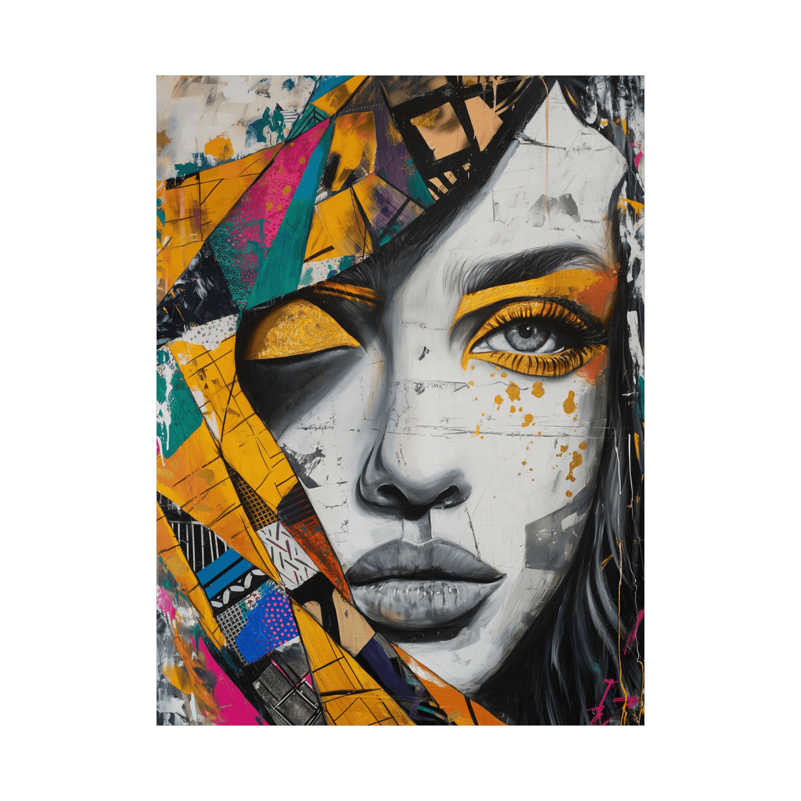 Woman with a colorful scarf - ArtDeco Canvas