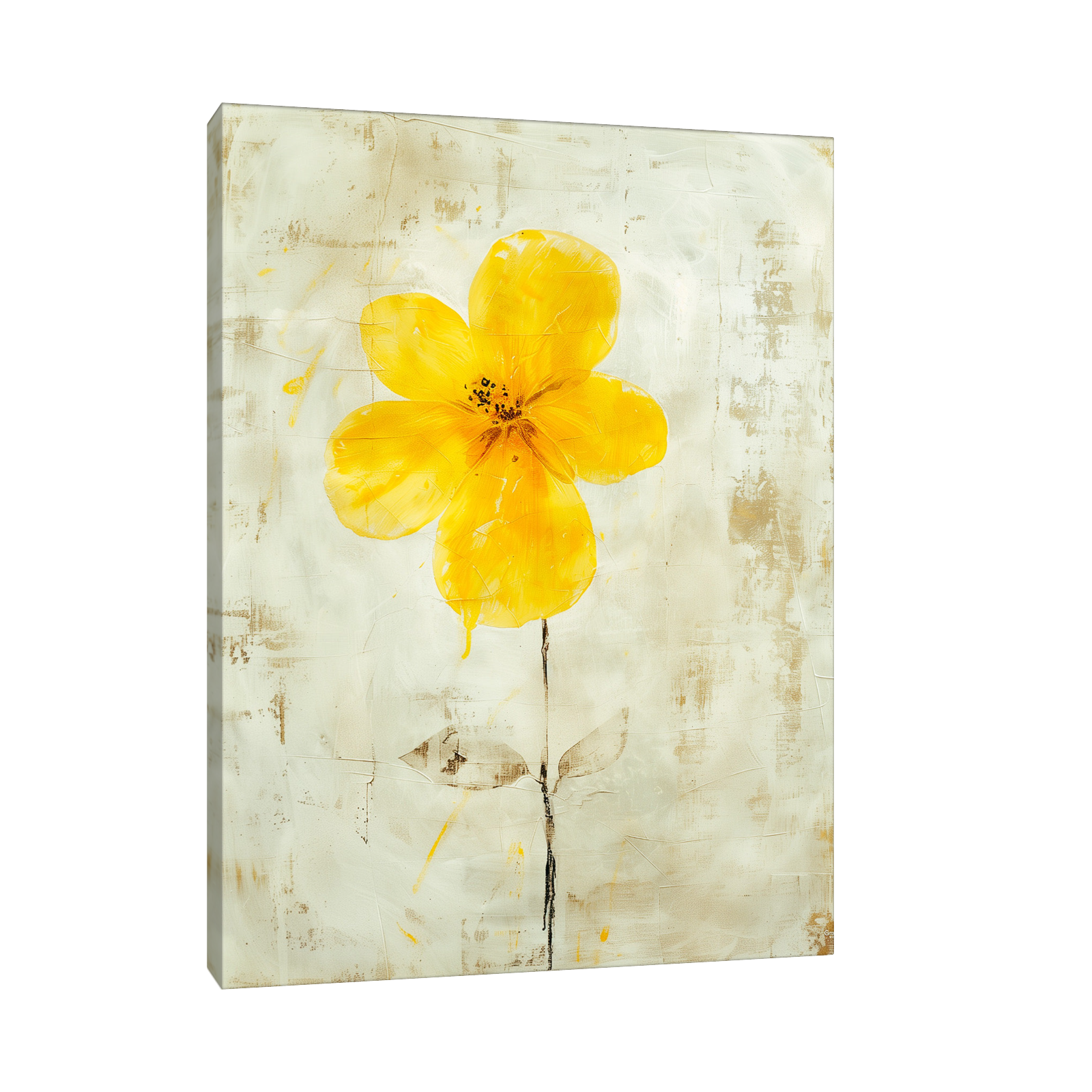 Yellow flower on beige background