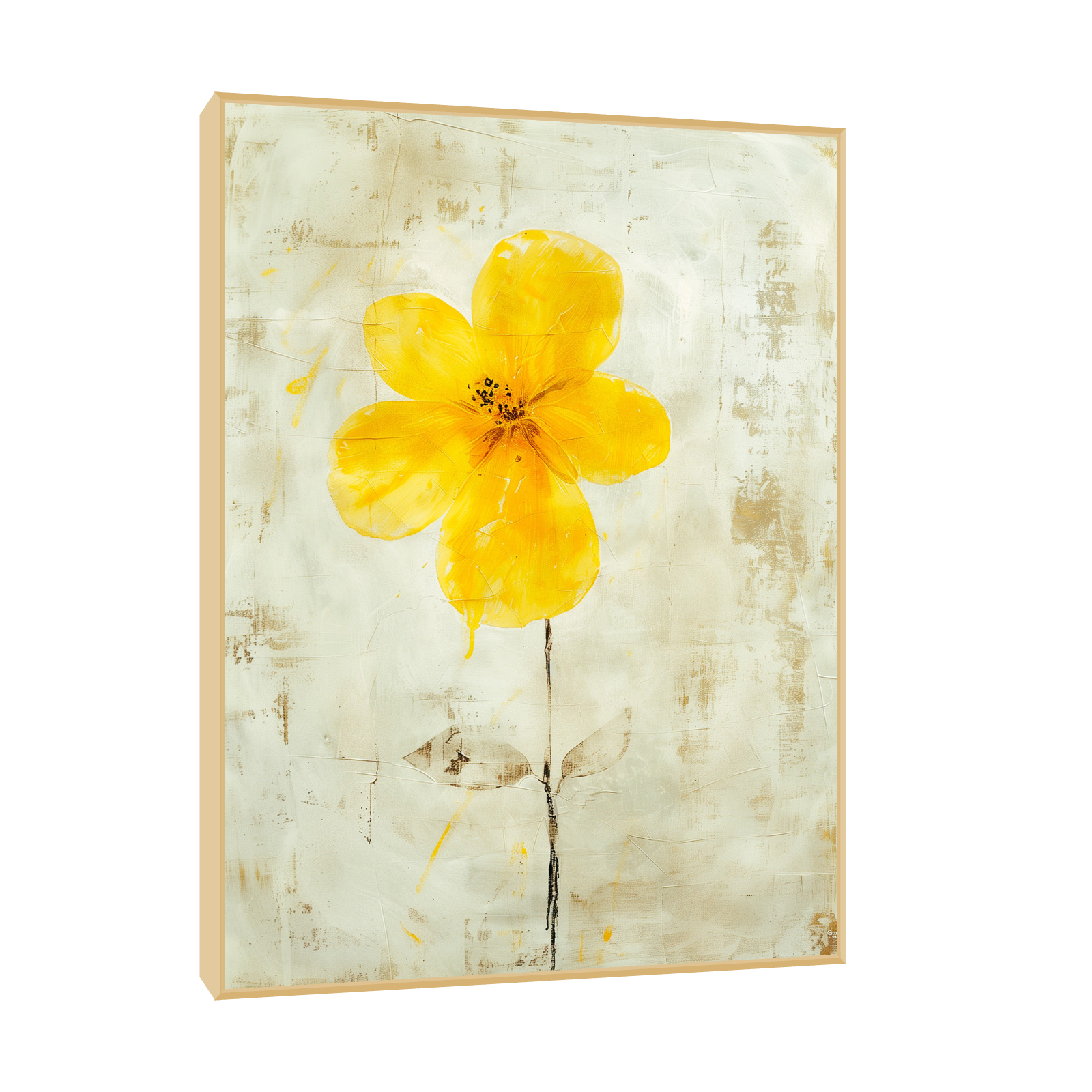 Yellow flower on beige background