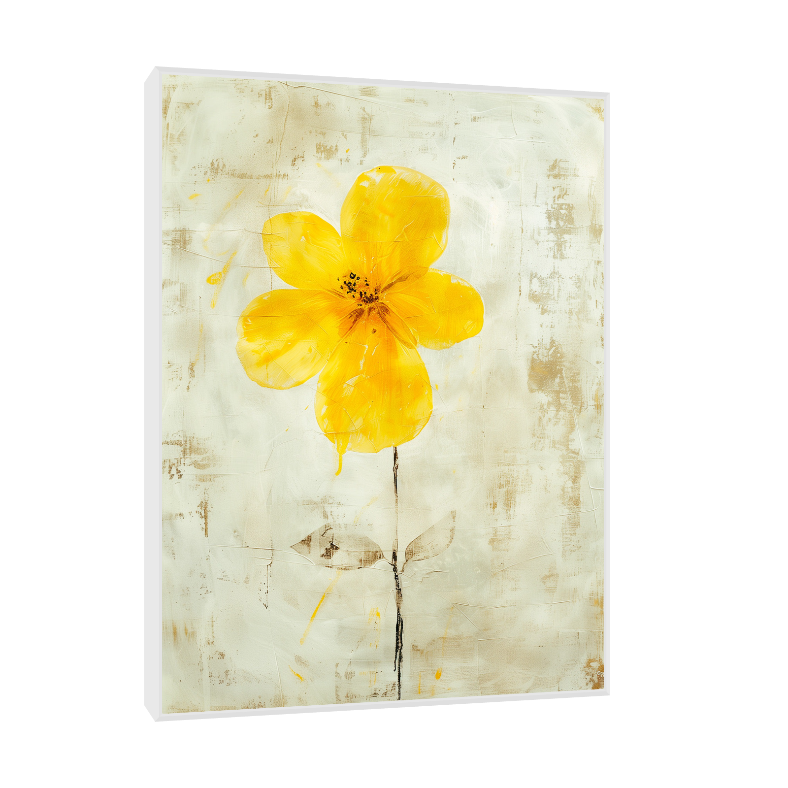 Yellow flower on beige background