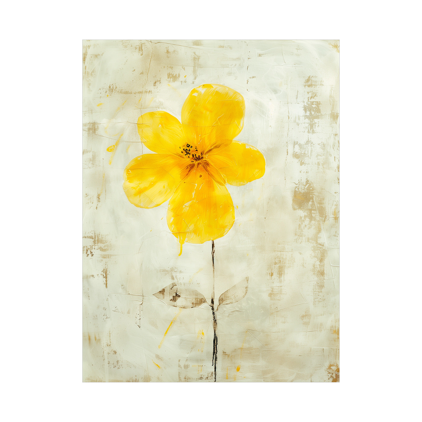 Yellow flower on beige background