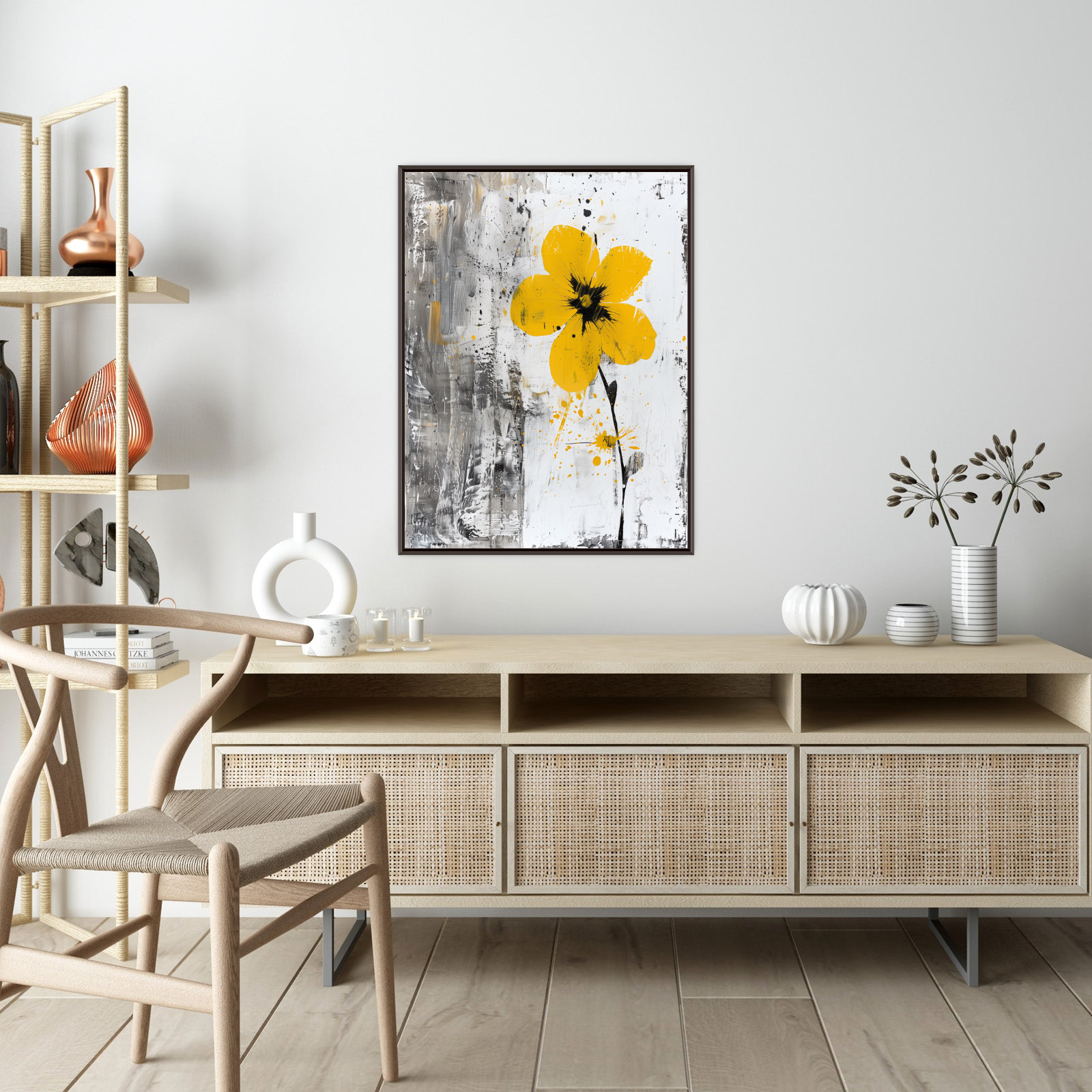 Yellow flower on grunge background