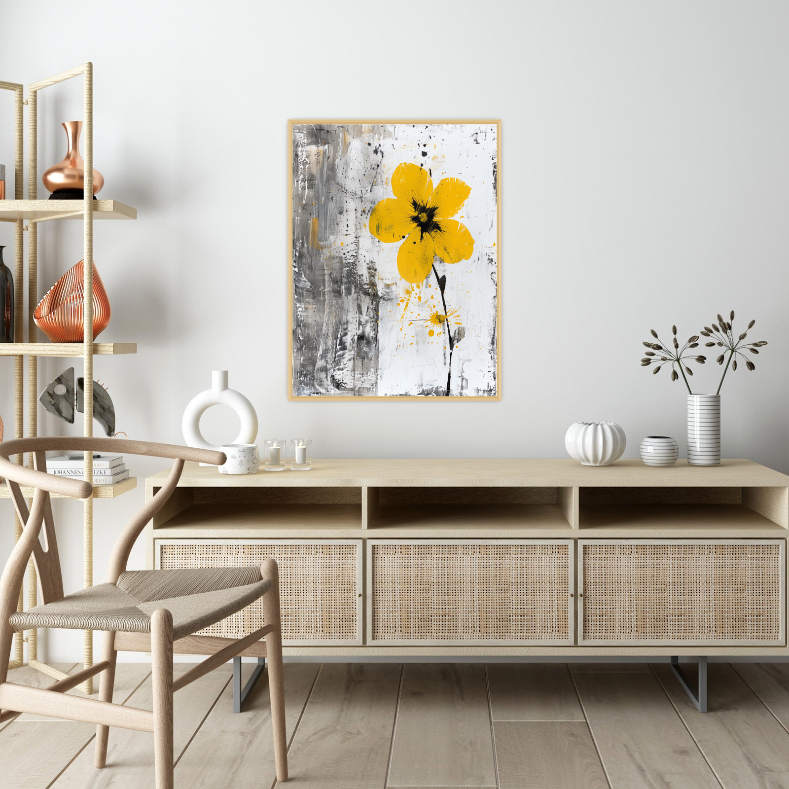 Yellow flower on grunge background