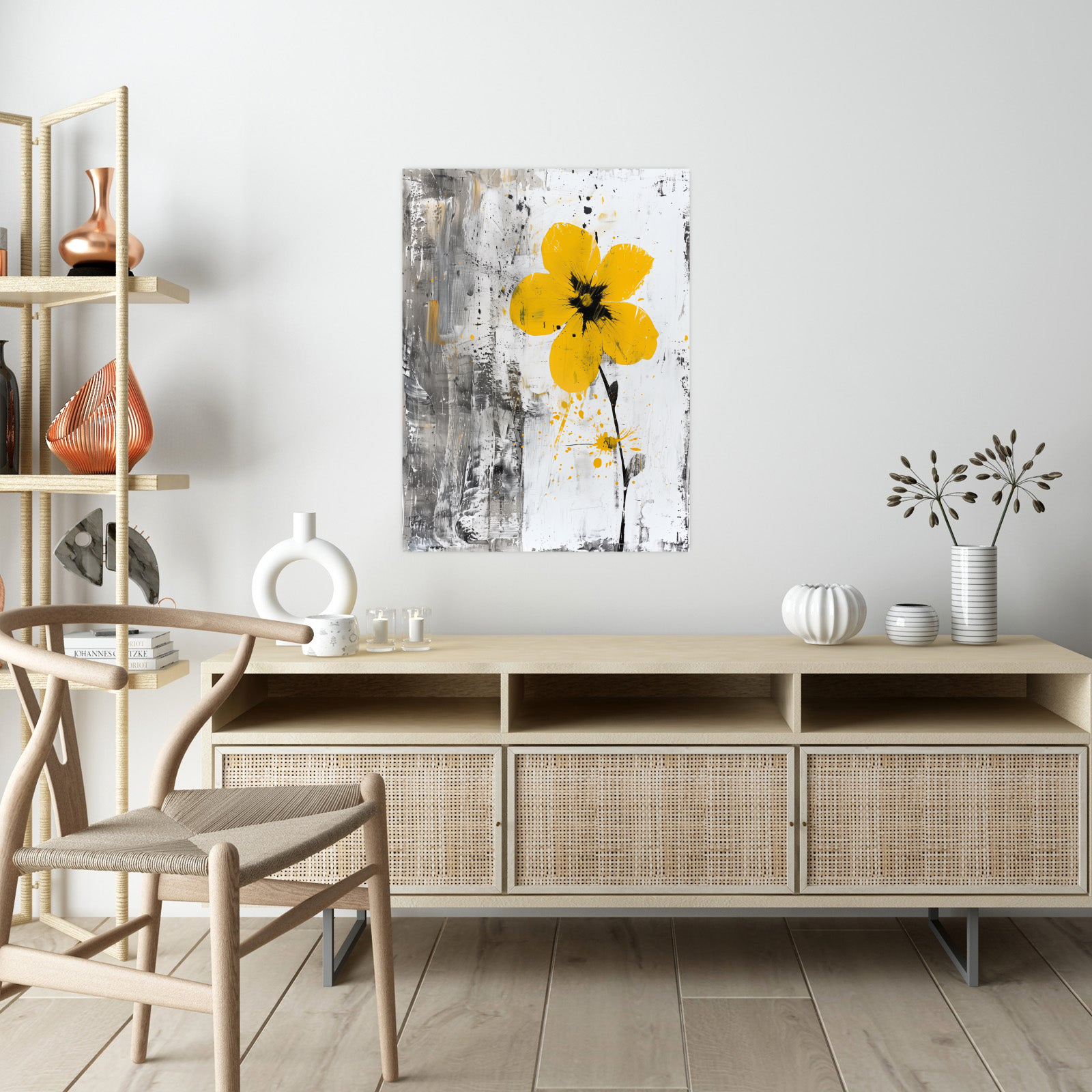 Yellow flower on grunge background