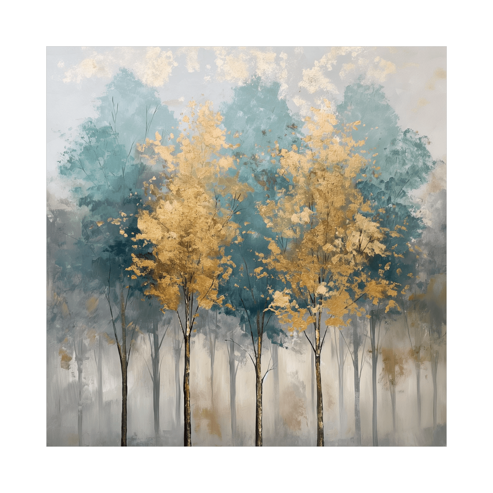 Young forest golden reflection at autumn - ArtDeco Canvas
