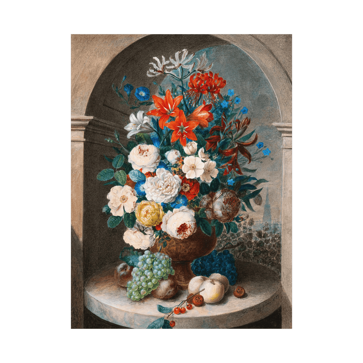 A flower still-life, Joseph August Satory - ArtDeco Canvas
