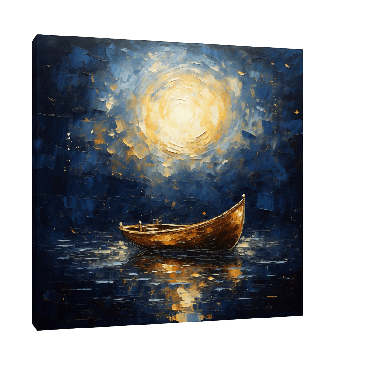 Abandoned boat in the moonlight - ArtDeco Canvas