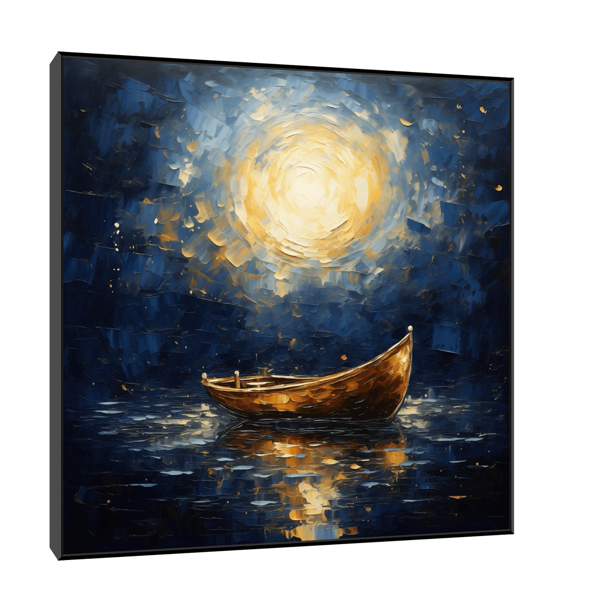 Abandoned boat in the moonlight - ArtDeco Canvas