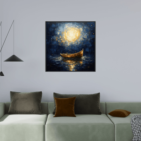 Abandoned boat in the moonlight - ArtDeco Canvas