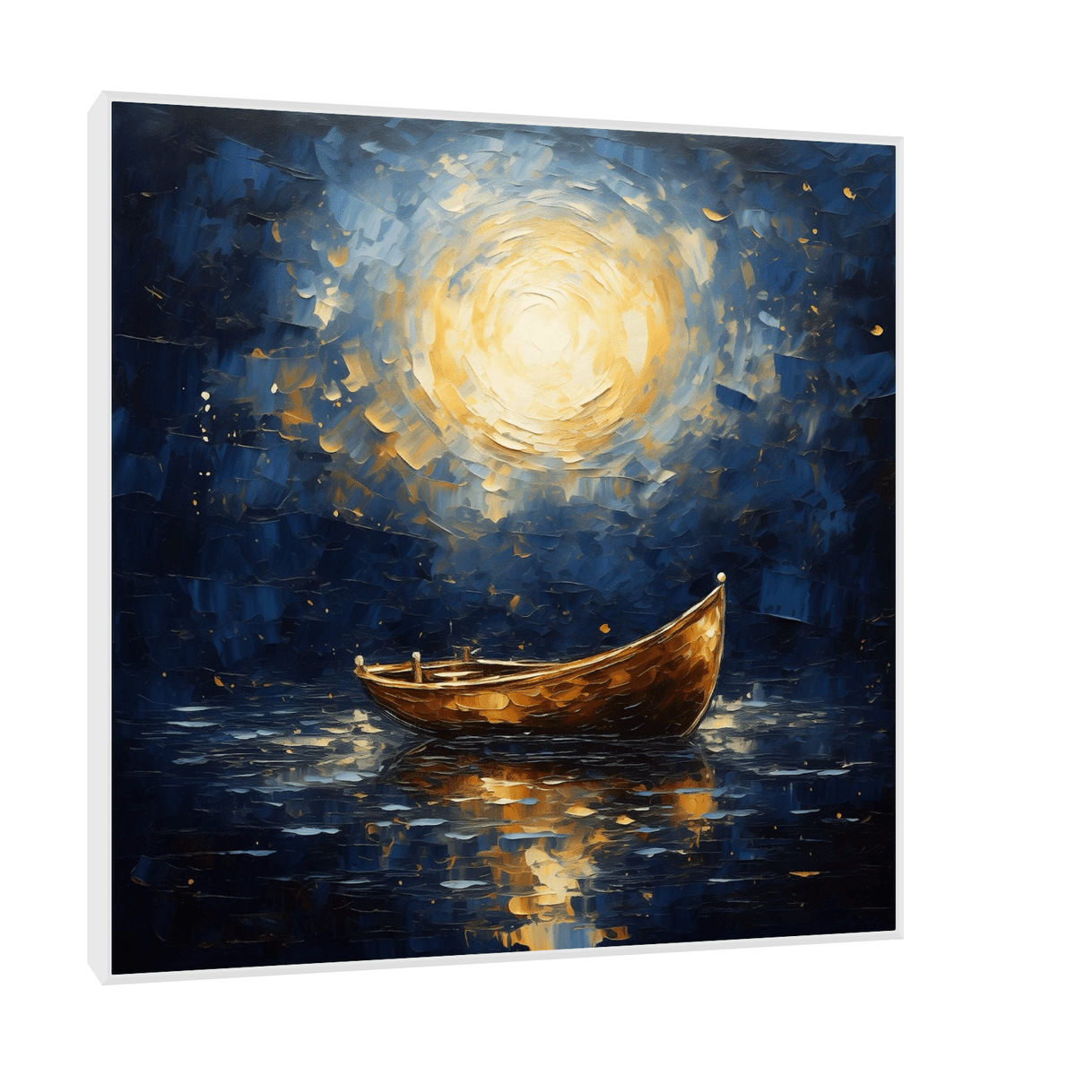 Abandoned boat in the moonlight - ArtDeco Canvas