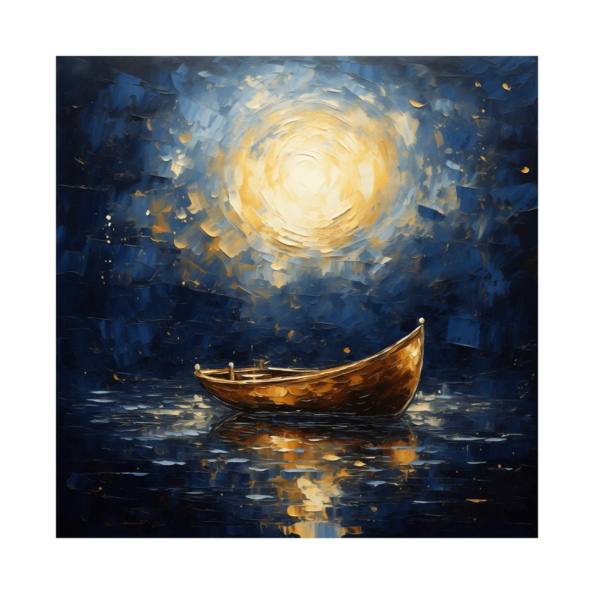 Abandoned boat in the moonlight - ArtDeco Canvas