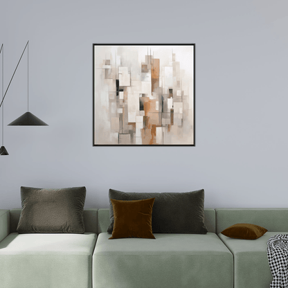 Abstract buildings in white and grey - ArtDeco Canvas