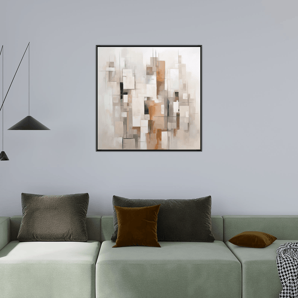 Abstract buildings in white and grey - ArtDeco Canvas