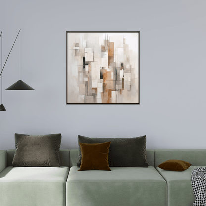 Abstract buildings in white and grey - ArtDeco Canvas