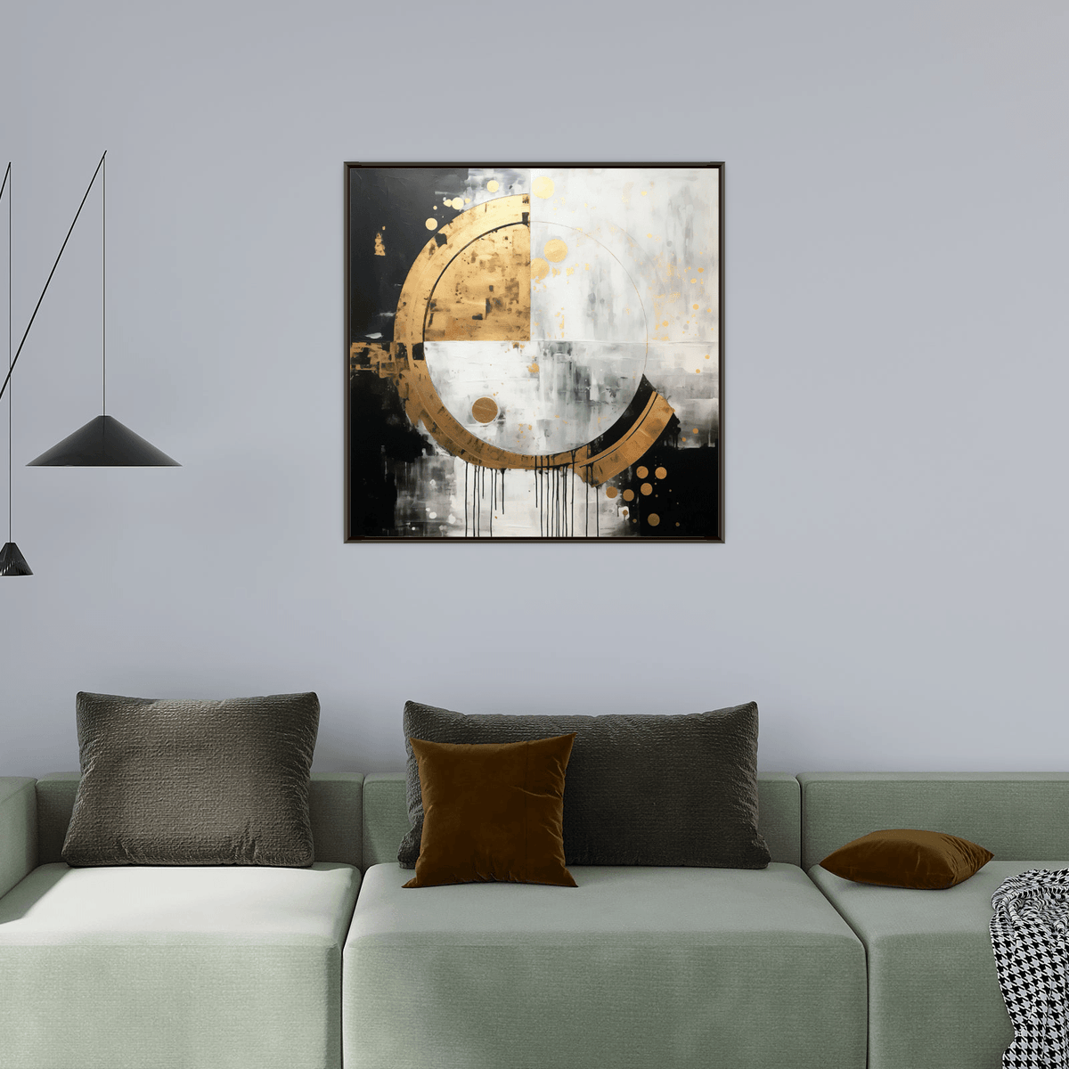 Abstract circles in gold - ArtDeco Canvas