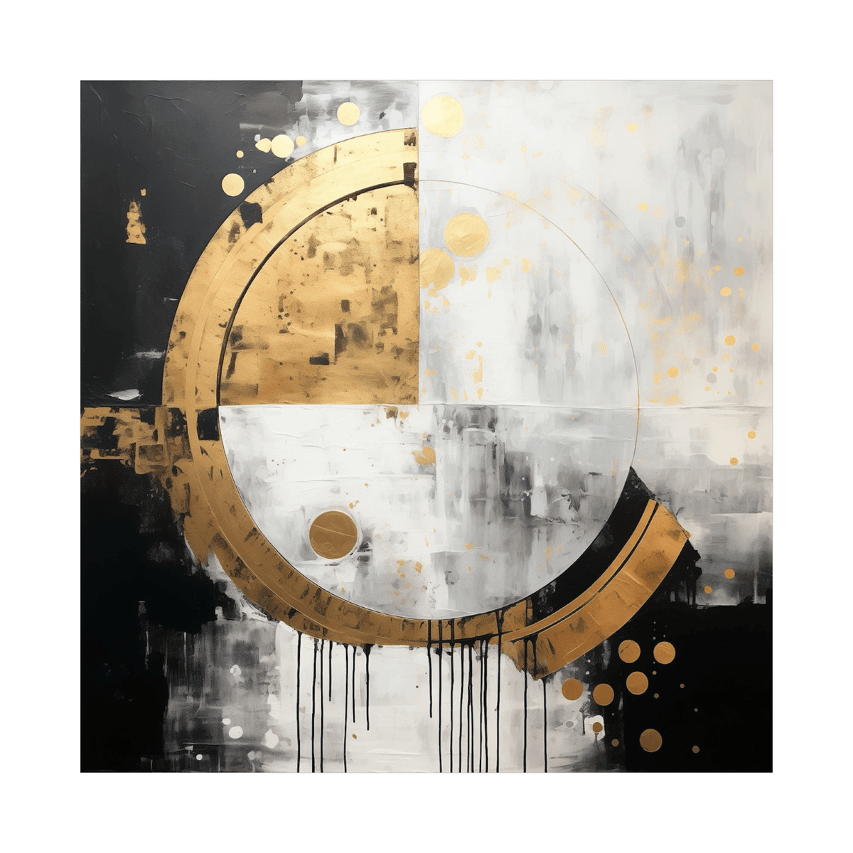 Abstract circles in gold - ArtDeco Canvas