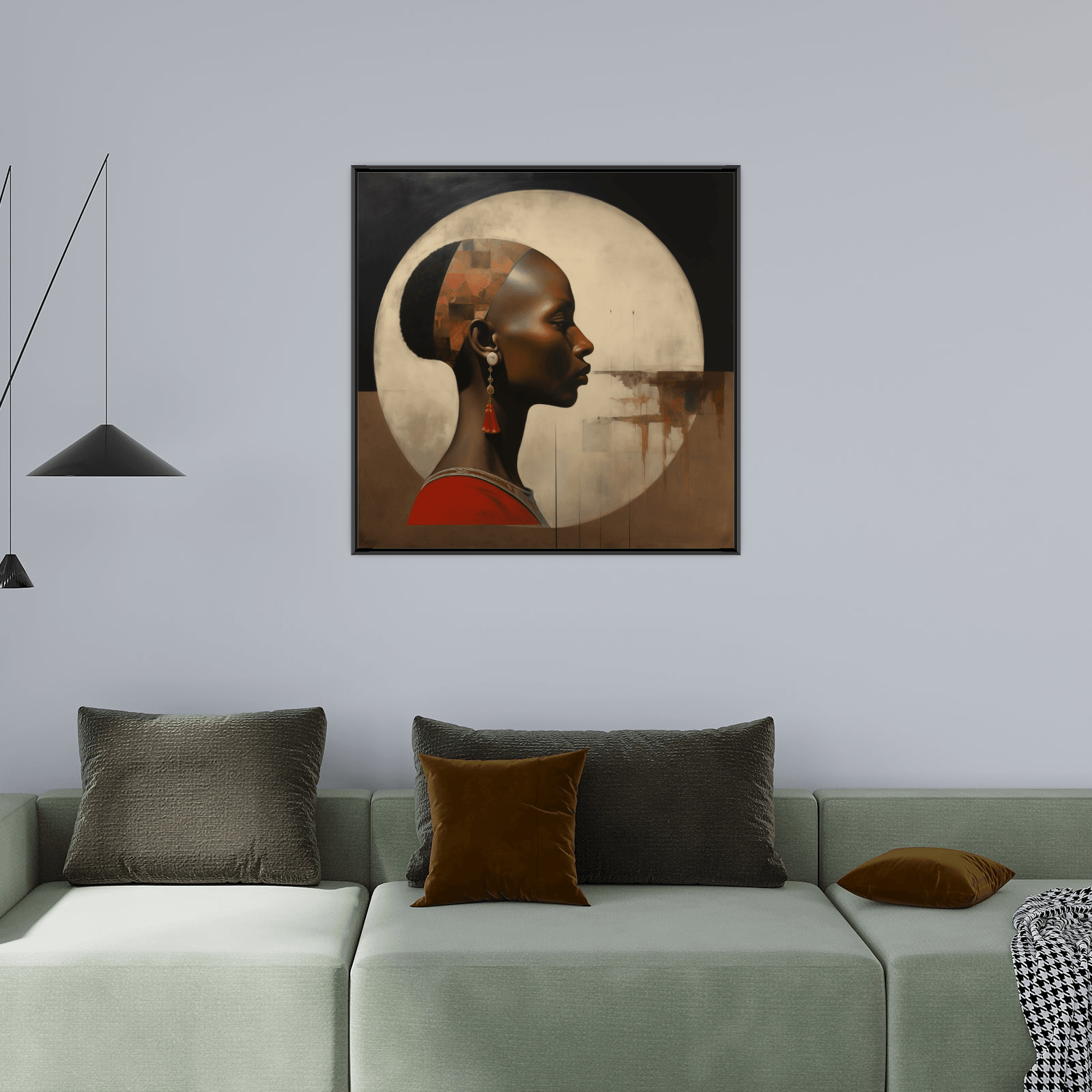 African woman portrait in the moonlight - ArtDeco Canvas