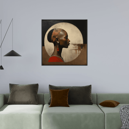 African woman portrait in the moonlight - ArtDeco Canvas