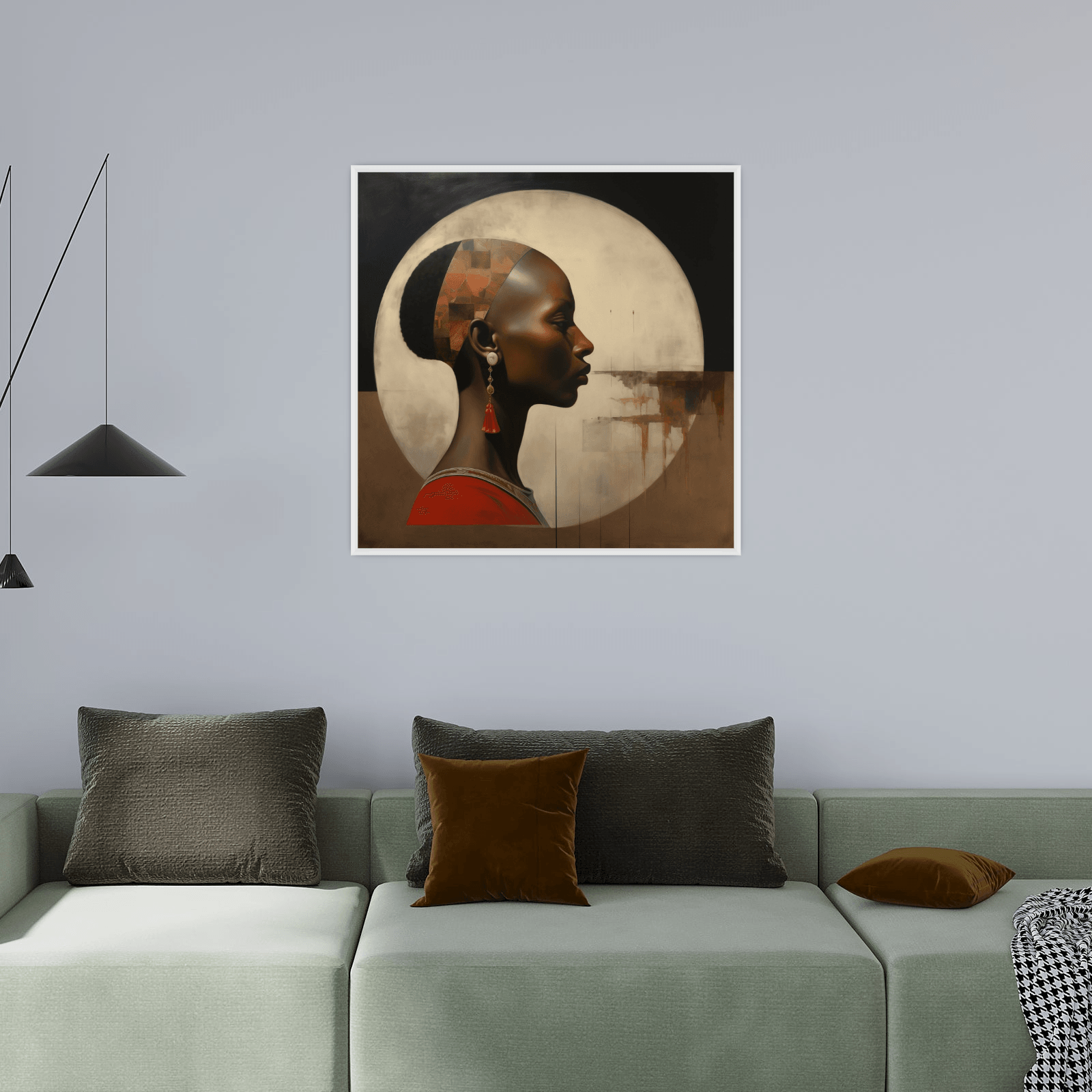African woman portrait in the moonlight - ArtDeco Canvas