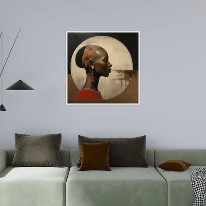 African woman portrait in the moonlight - ArtDeco Canvas