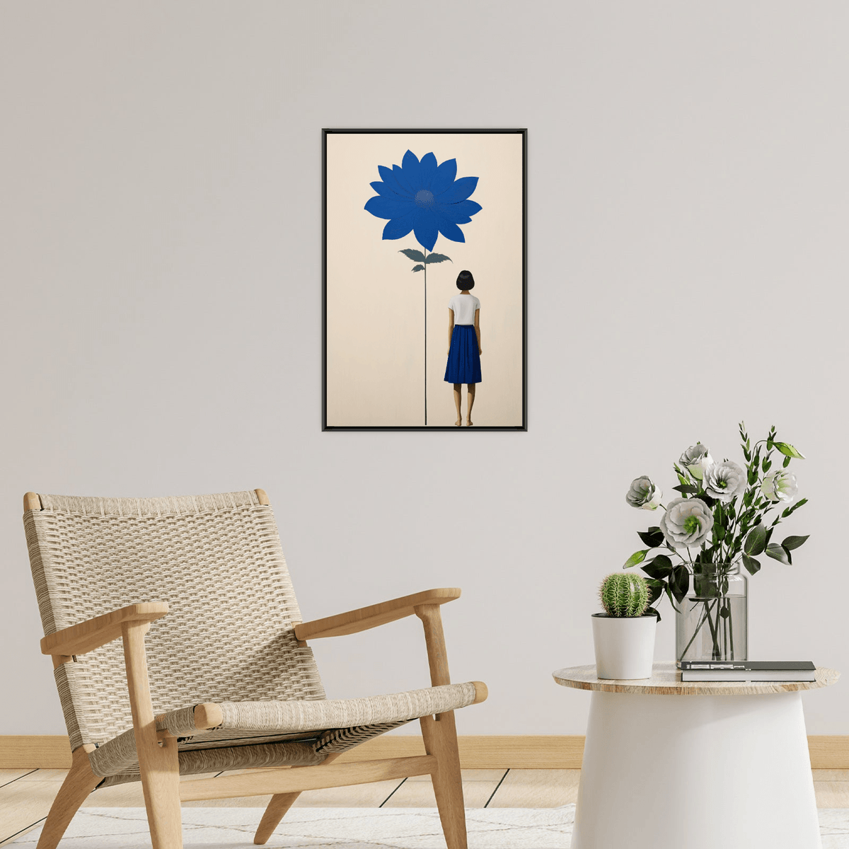 Audrey ant the blue flower - ArtDeco Canvas