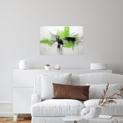Basic abstract brush strokes in green and black - ArtDeco Canvas