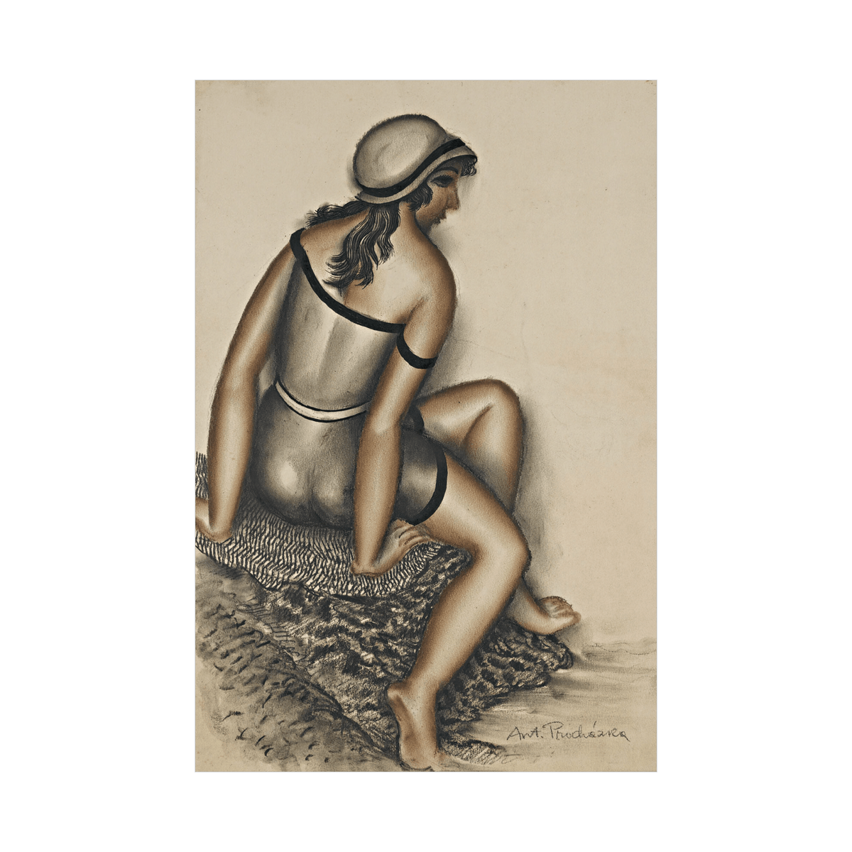 Bathing Girl, Antonin Procházka - ArtDeco Canvas